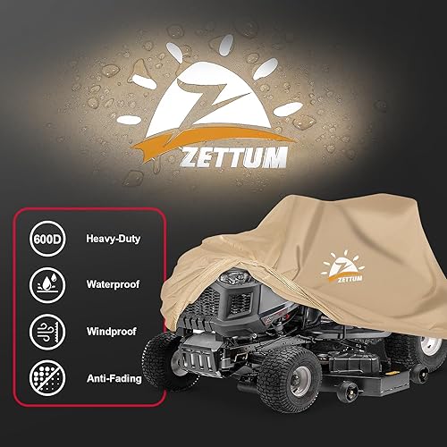 Miniatura 3 de Cubierta para cortacésped de montar Zettum - Cubierta para tractor de césped resistente e impermeable, cubierta de cortacésped al aire libre 600D de
