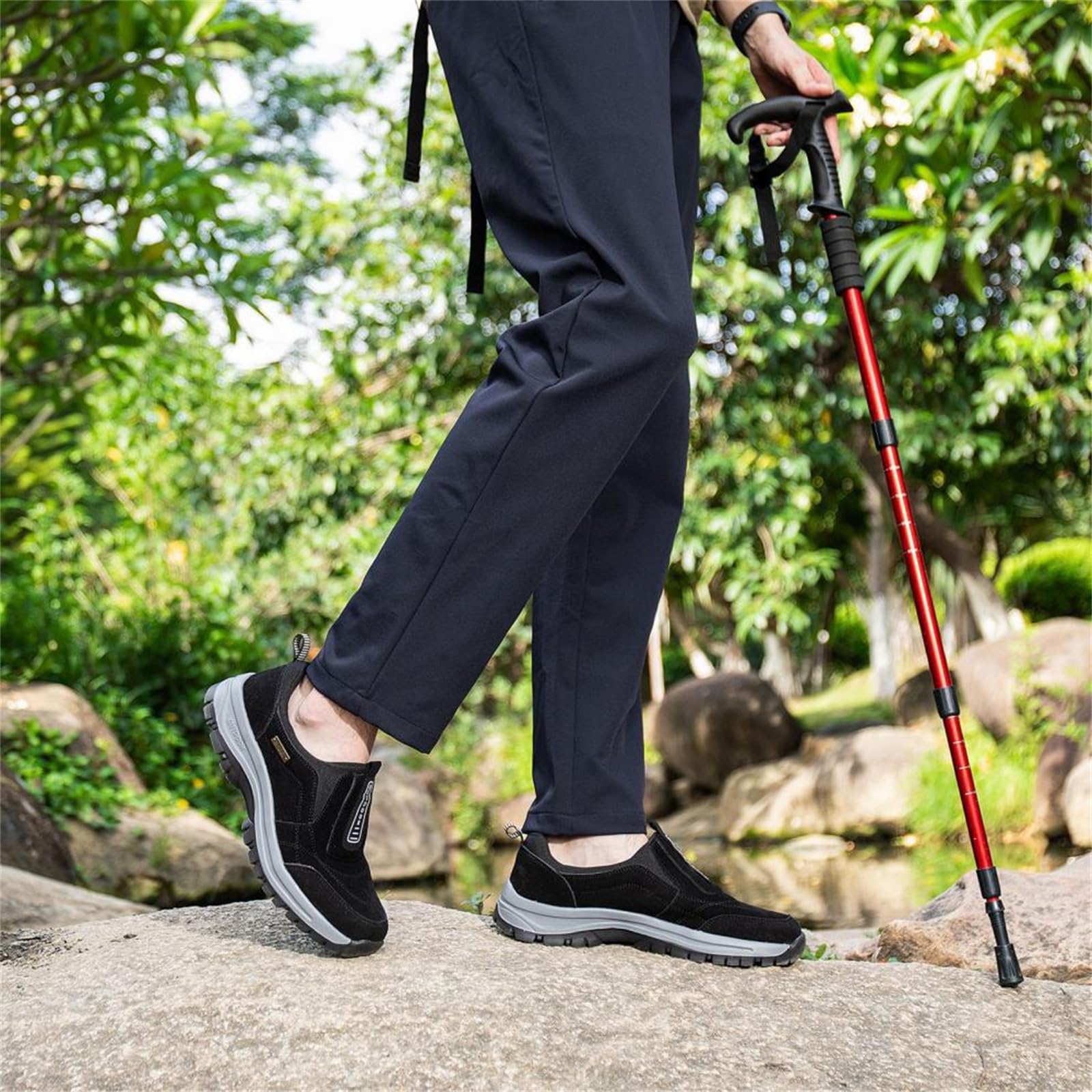Męskie wsuwane buty z szerokimi palcami, podparcie łuku, modne trampki, ortopedyczne trampki do chodzenia, amortyzowane, do wędrówek, pracy, NIEBIESKI, 5 UK Wide