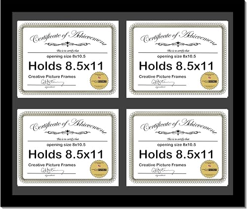 Miniatura 4 de CreativePF 79-16x20bk-b Marco de diploma horizontal negro de 7x9 con 4 esteras de apertura negra  Capacidad para documentos de 4.2 x 9.0in con