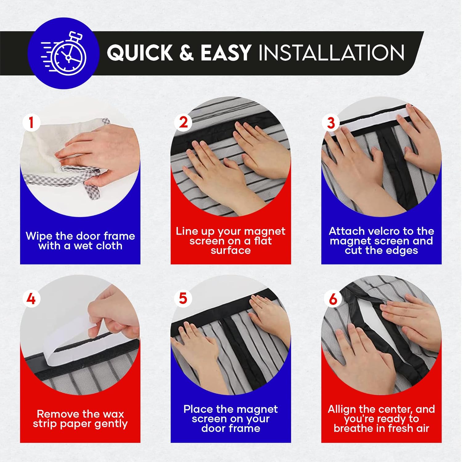 FLEXIBLE MAGNETS Magnetic Screen Door - Used as Doorway Curtains, Mosquito net, Temporary Door, Window Screens and Patio Screen Mesh - Friendly Door Screen Magnetic Closure - 83 Inch x 40 Inch Black - - 