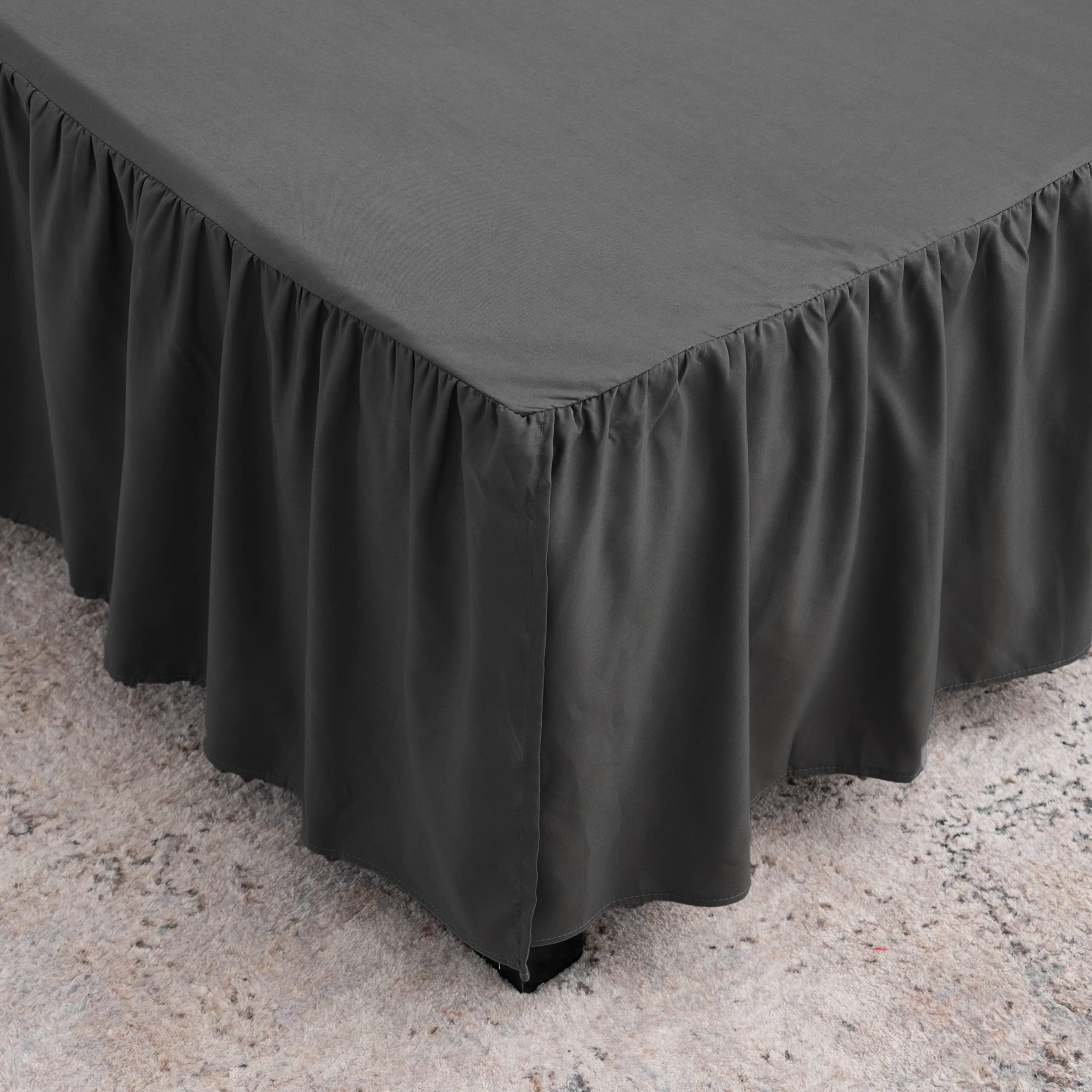 Falda De Cama Negra Con Volantes Con Caída De 14 Pulgadas