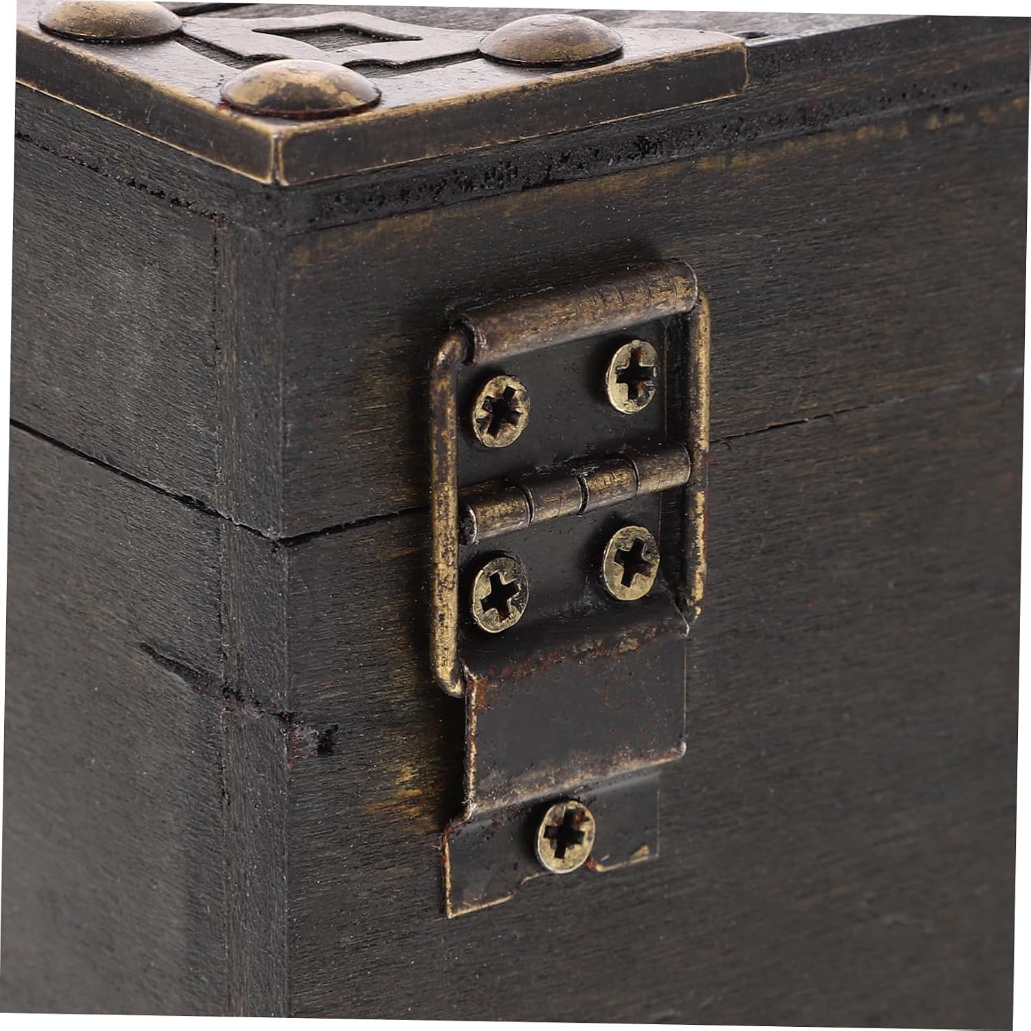 Wooden Treasure Box Keepsakes Chest Lid Vintage Trinket Box Jewelry Storage Case Multipurpose Storage