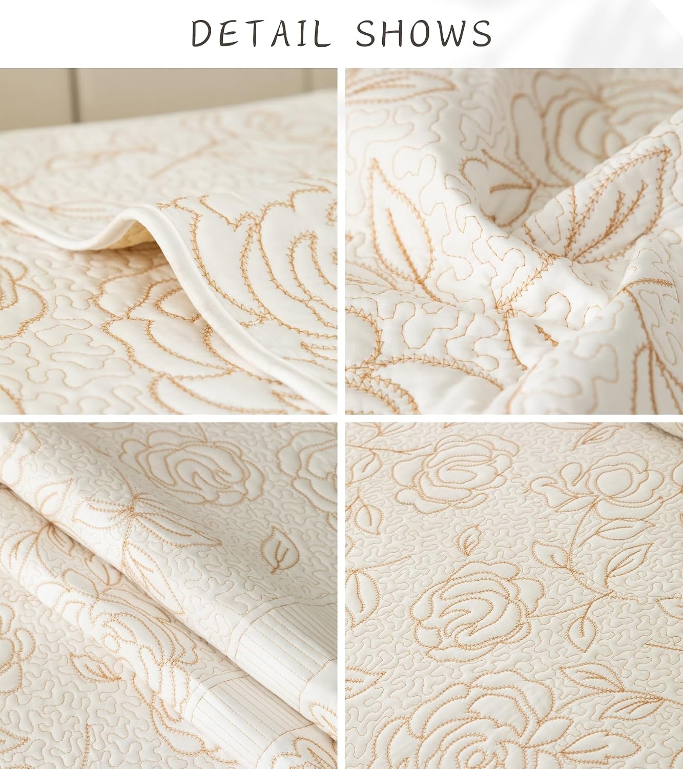 Luxury Cotton Boho 3D Rose Embroidery Sofa Cover Super Soft Washable Floral Quilted Sectional Couch Cover Anti-Slip Sofa Slipcovers Furniture Protector for Dogs Cats Pet (White,28"x70")