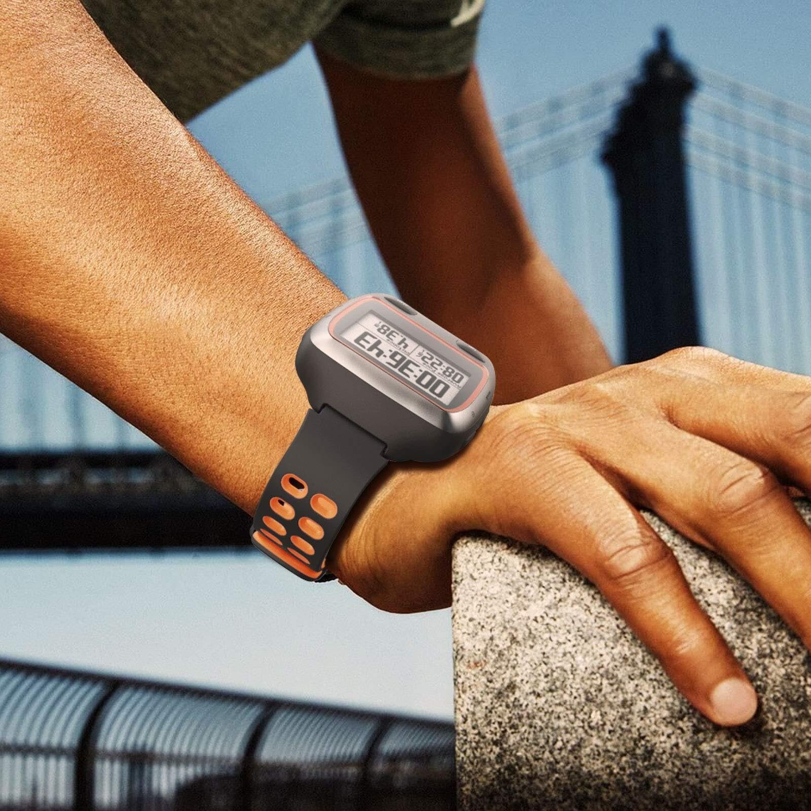 Kompatybilny z paskiem do zegarka Garmin Forerunner 310XT, miękki silikonowy pasek do zegarka zamiennik do smartwatcha Forerunner 310XT, szaro-pomarańczowy