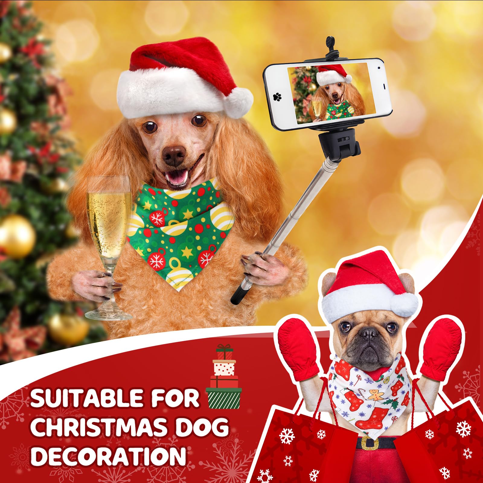 Abbylike 300 Stück Weihnachten Hund Bandanas für Hunde Xmas Hund Bandanas Bulk Hund Halstuch Set Lätzchen Hund Dreieckstuch mit Weihnachtsmustern für Weihnachten Haustier Kostüm Zubehör Dekoration, XL