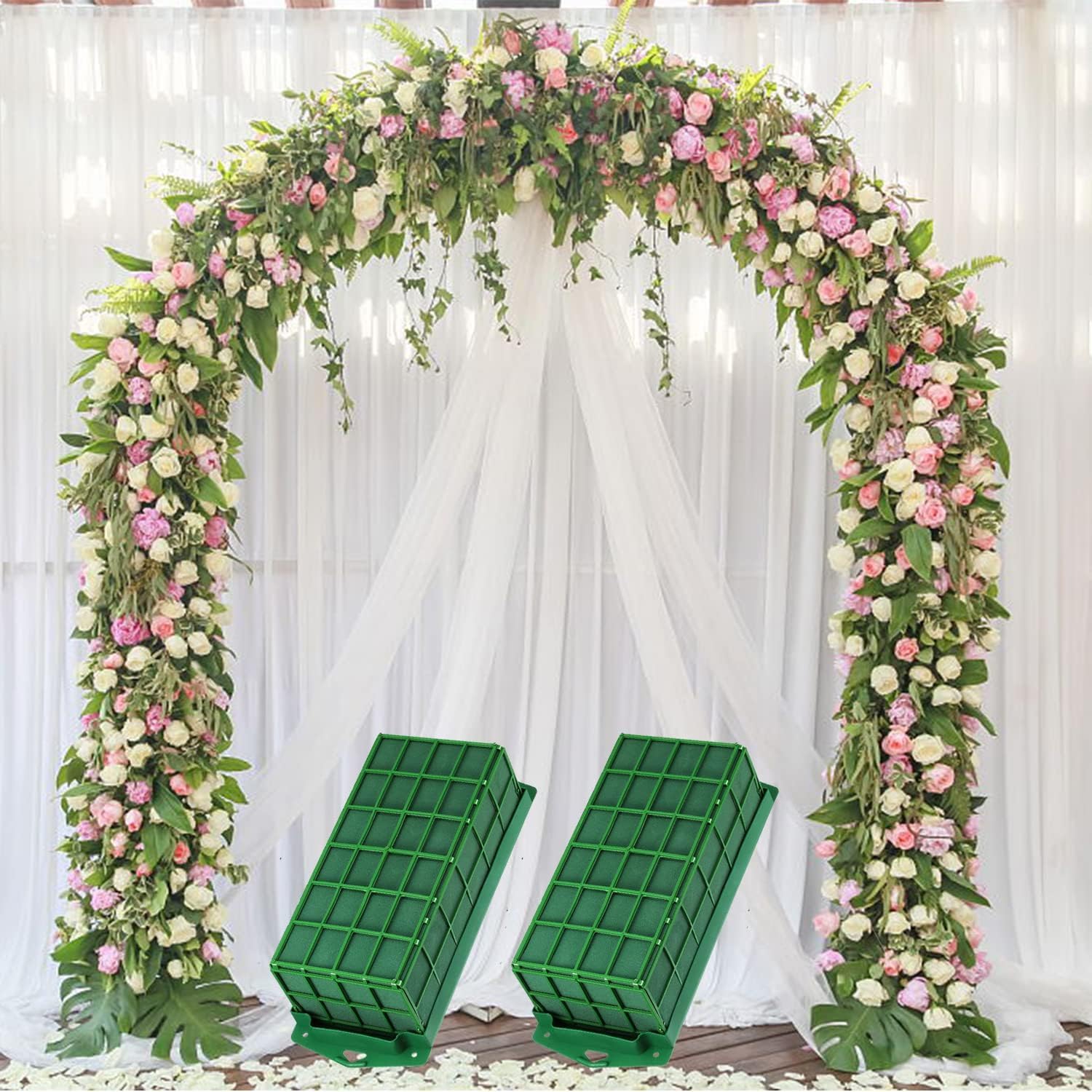 MEETOZ 2 gabbie in schiuma per fiori, rettangolari, in schiuma per fiori umidi e asciutti, per fiori freschi e artificiali, per composizioni floreali per matrimoni, decorazione per la casa