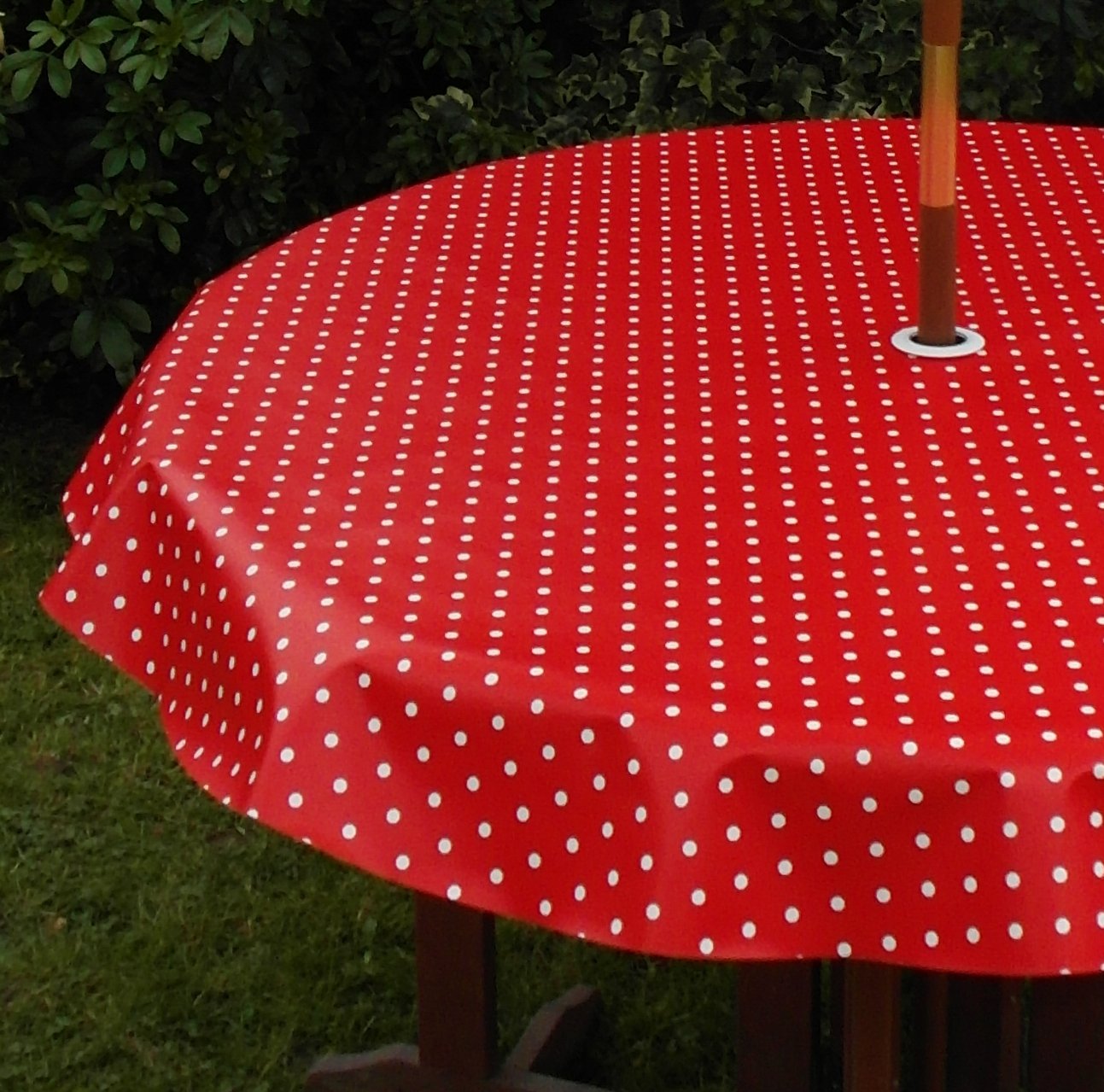 Garten Tischdecke Aus Abwischbarem PVC – 200 X 140 Cm, Mit Loch Für Sonnenschirm, Eukalyptus Design, Rostfreie Edelstahl-Ösen