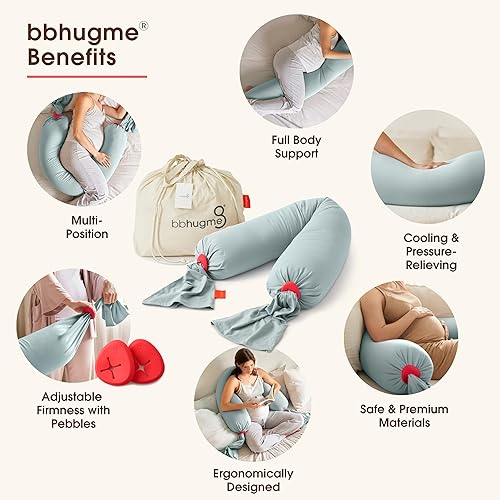 Miniatura 2 de bbhugme Almohada de embarazo ajustable  Soporte de cuerpo completo para dormir de lado  Firmeza y forma ajustables  Soporta espalda, piernas,