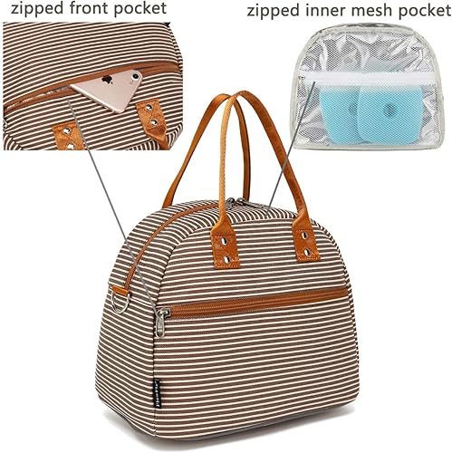 Vista 4 de FlowFly Fiambrera térmica con correa de hombro y asas para mujer, hombre y niños, amplia y reutilizable, congelable, bolso organizador de alimentos