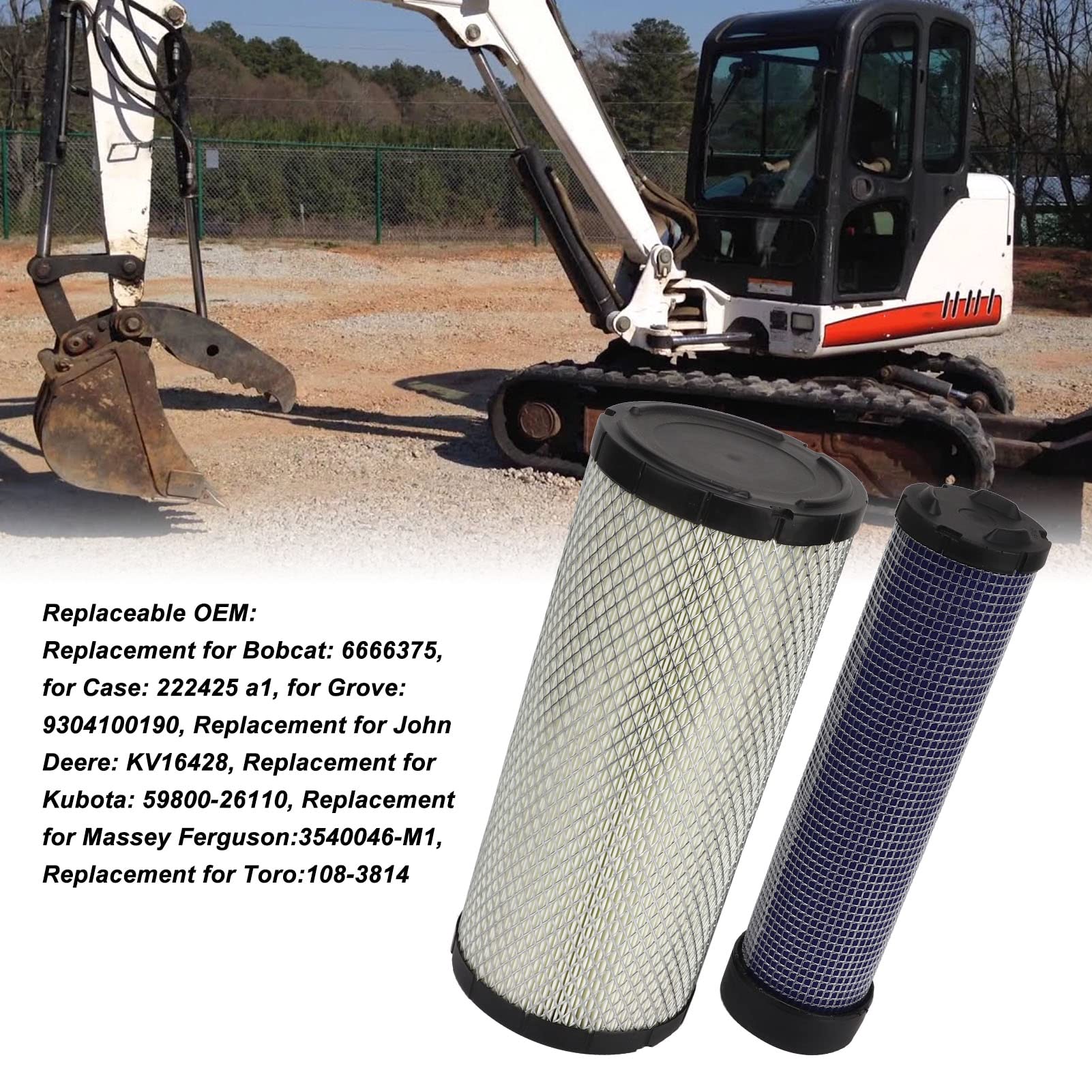 Conjunto de Filtro de Aire de 2 PCS 108‑3814 Reemplazo del Filtro de Combustible del Motor Exterior para 337D 337G 341D 341G 435 ZHS E45 E50 Excavadores