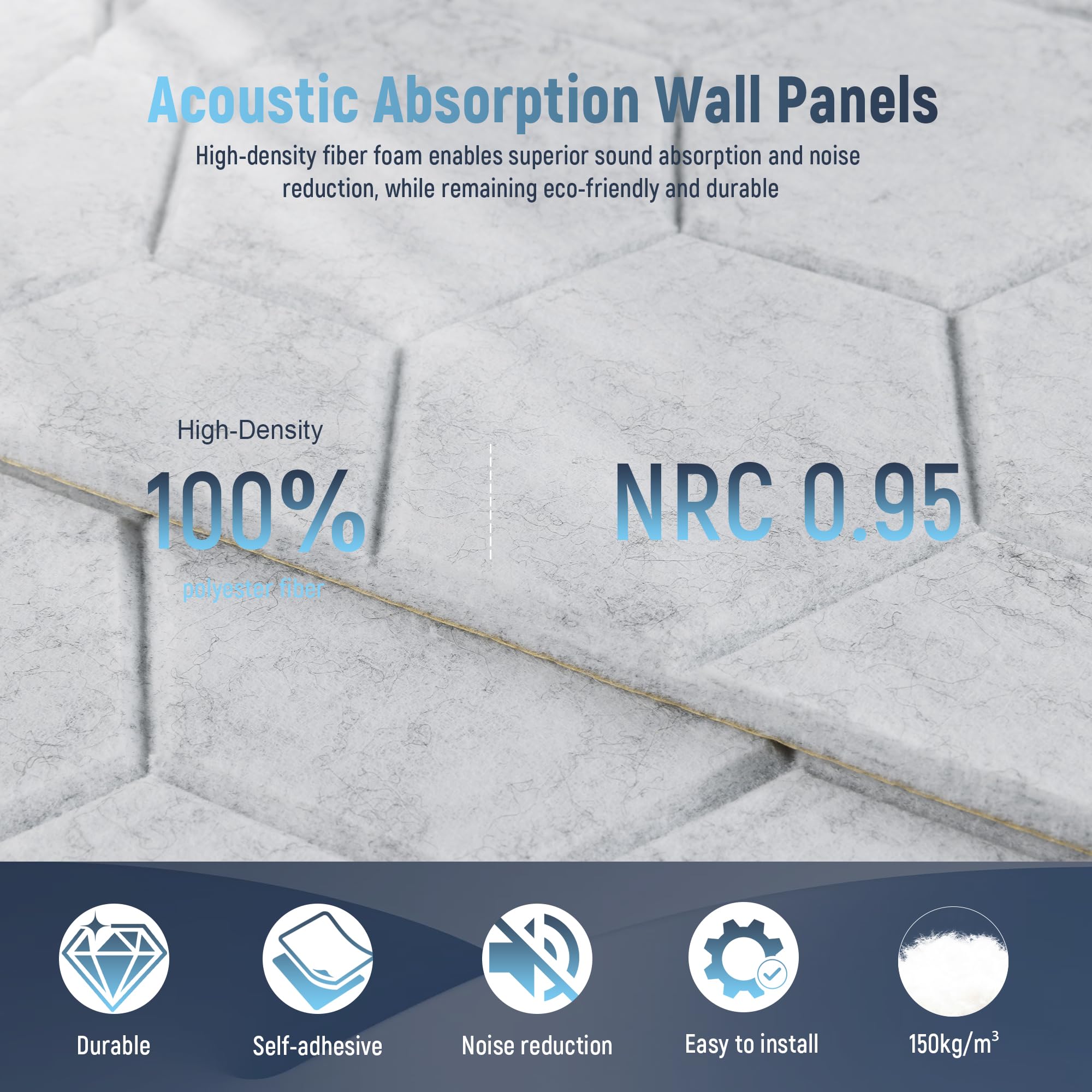 Paneles a prueba de sonido con espuma acústica, paneles de pared acústicos autoadhesivos para insonorización, hexágono gris, cancelación de ruido, paneles absorbentes de sonido para sala de juegos