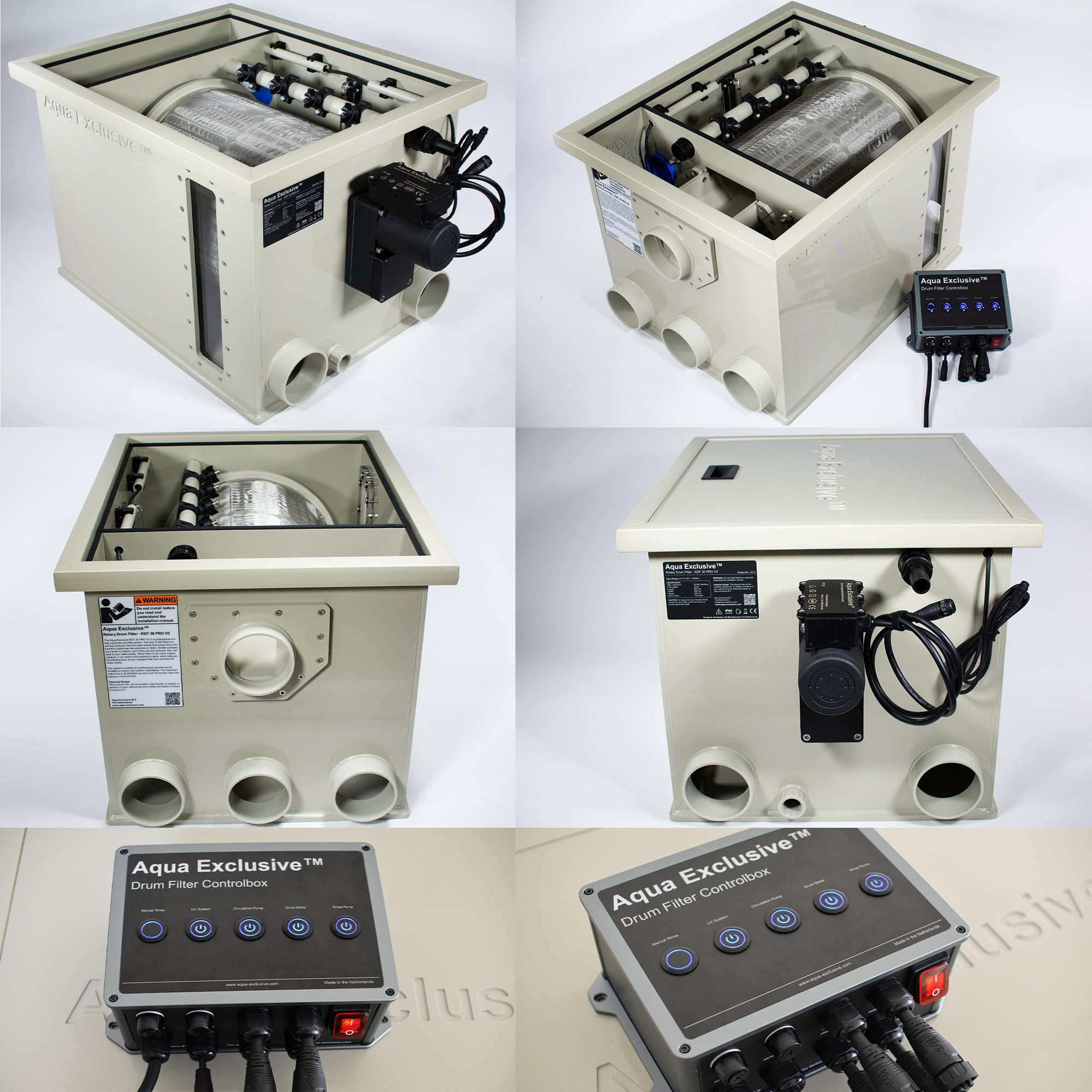 Filtro a tamburo RDF Sistema di filtraggio dell'acqua completamente automatico per stagni Koi, acquacoltura, allevamento ittico, idroponica, acquaponica, acquario, fontana, acquario |