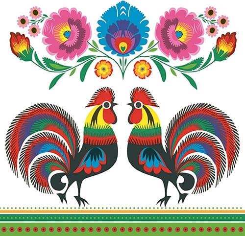 Servilletas de papel folclórico de 20 unidades, 13 x 13, estampado floral, 3 capas, para arte, cena y fiesta, servilletas desechables decorativas