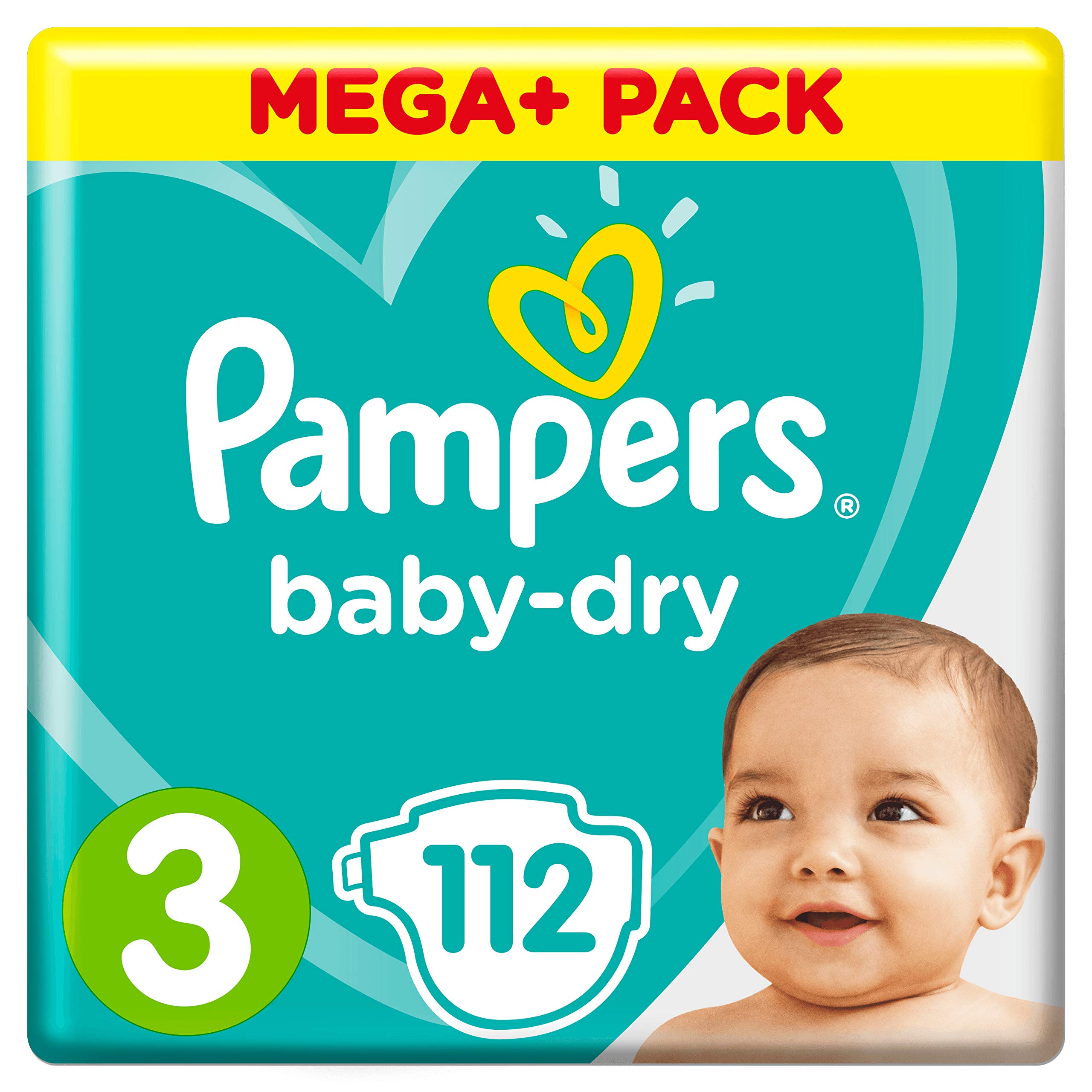 Pampers Baby Dry Mega Plus Pack opakowanie 3,5-9 kg, 1 opakowanie (1 x 112 sztuk)