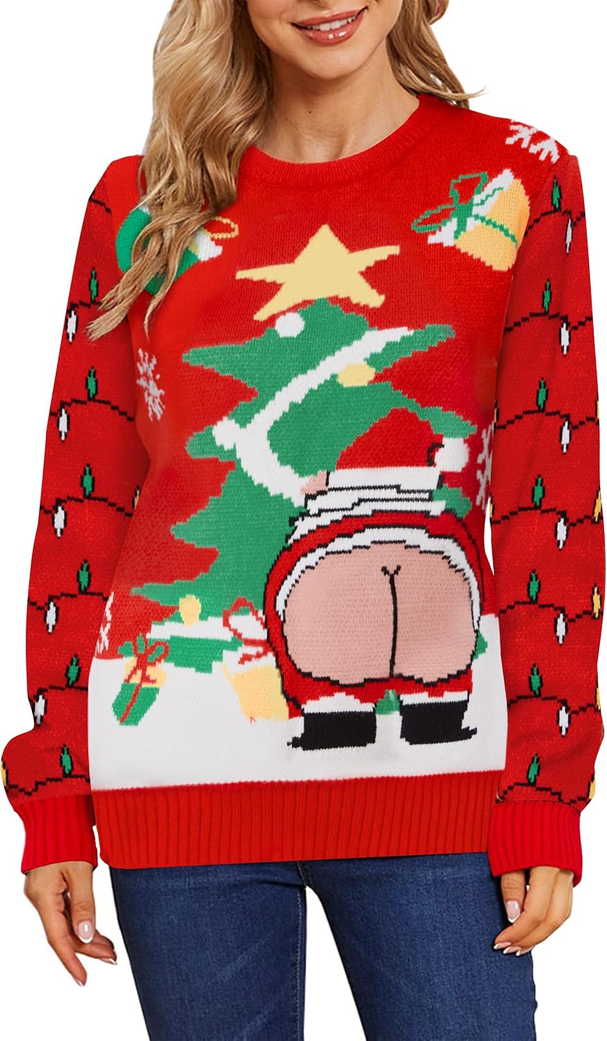 Ugly Christmas Sweaters for Women 2024 Funny Christmas Sweaters Knitted Women's Xmas Sweater Winter Holiday Pullover