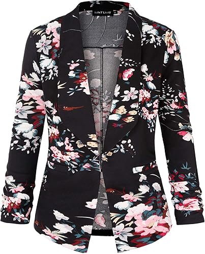 Unifizz Blazer Casual para Mujer con Bolsillos Frente Abierto Cardigan Chaqueta de Trabajo Oficina Manga 34