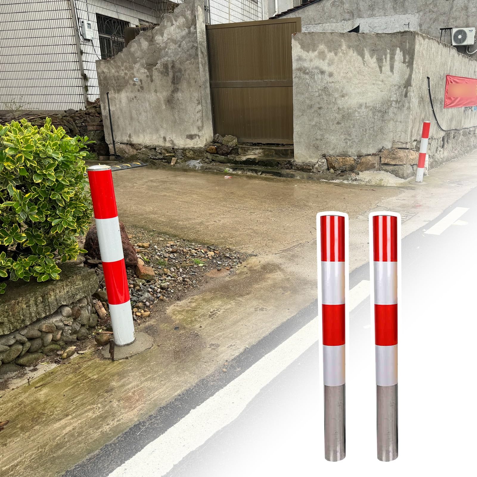 Generico Palo di Segnalazione Riflettente per la Sicurezza - Delimitatore di Traffico Bianco e Rosso, Robusto palo di Avvertimento per parcheggio per Uso Commerciale e privato, 2 Pezzi, H120xL7,6cm (