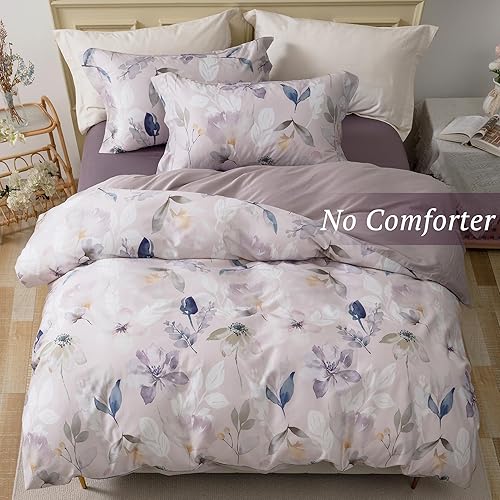 Miniatura 4 de MILDLY Juego de funda de edredón 100% algodón de fibra larga, funda de edredón estampada con patrón de 3 piezas, ultra suave y transpirable