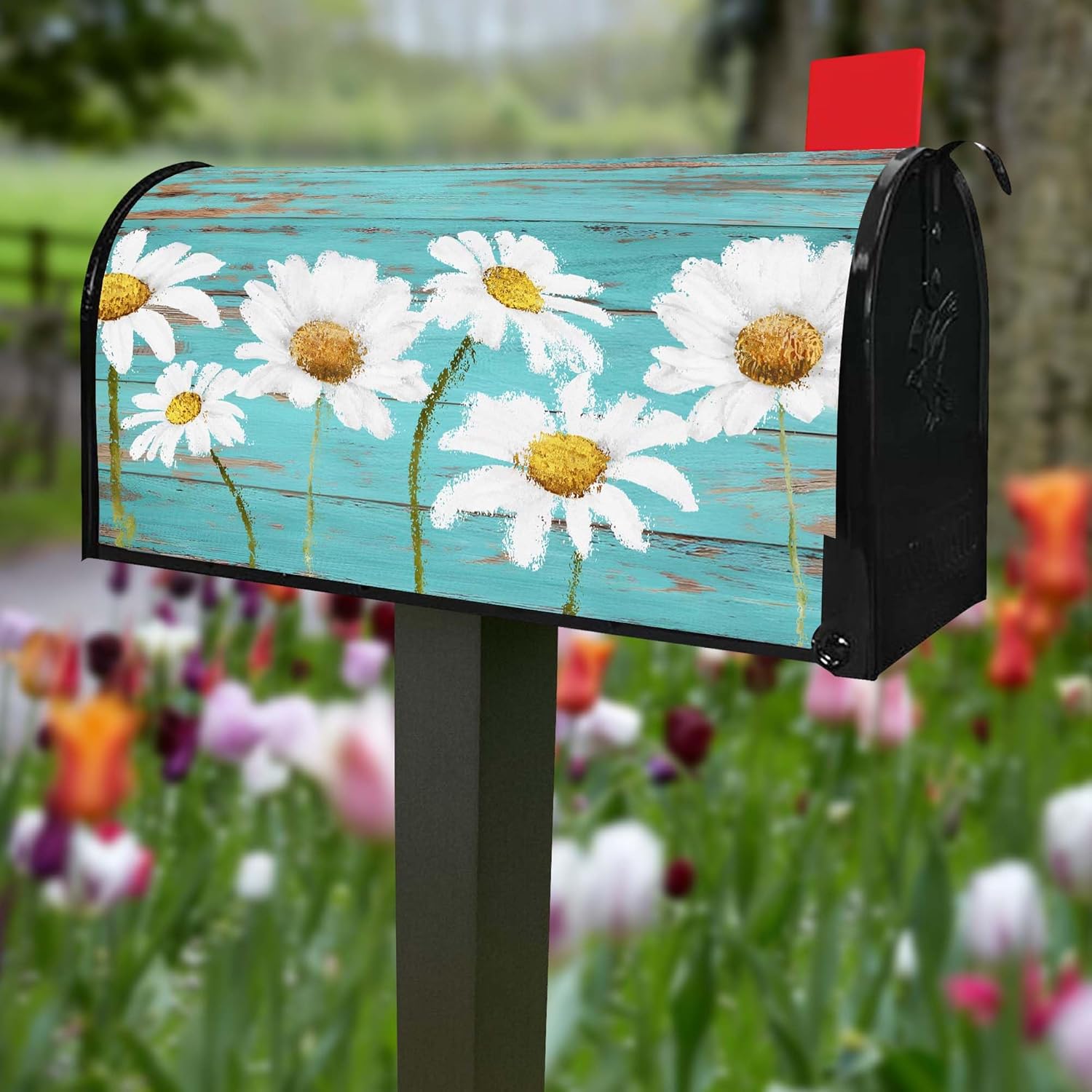 Daisy Mailbox Covers Magnetic Standard Size 21" X 18" Spring Summer Floral Welcome Mailbox Wraps Post Letter Box Cover for Garden Yard Home Decor Outdoor Decorations (Daisy 2, 21" x 18")