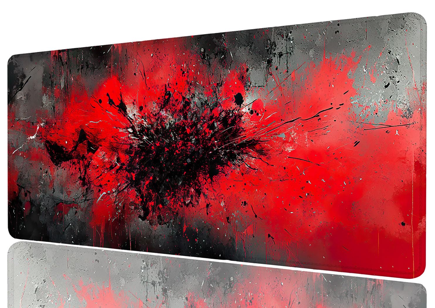 Alfombrilla de ratón grande con diseño de graffiti, color rojo y negro, tamaño XL, alfombrilla de mouse grande extendida para teclado para laptop, alfombrilla de escritorio para juegos, alfombrilla de