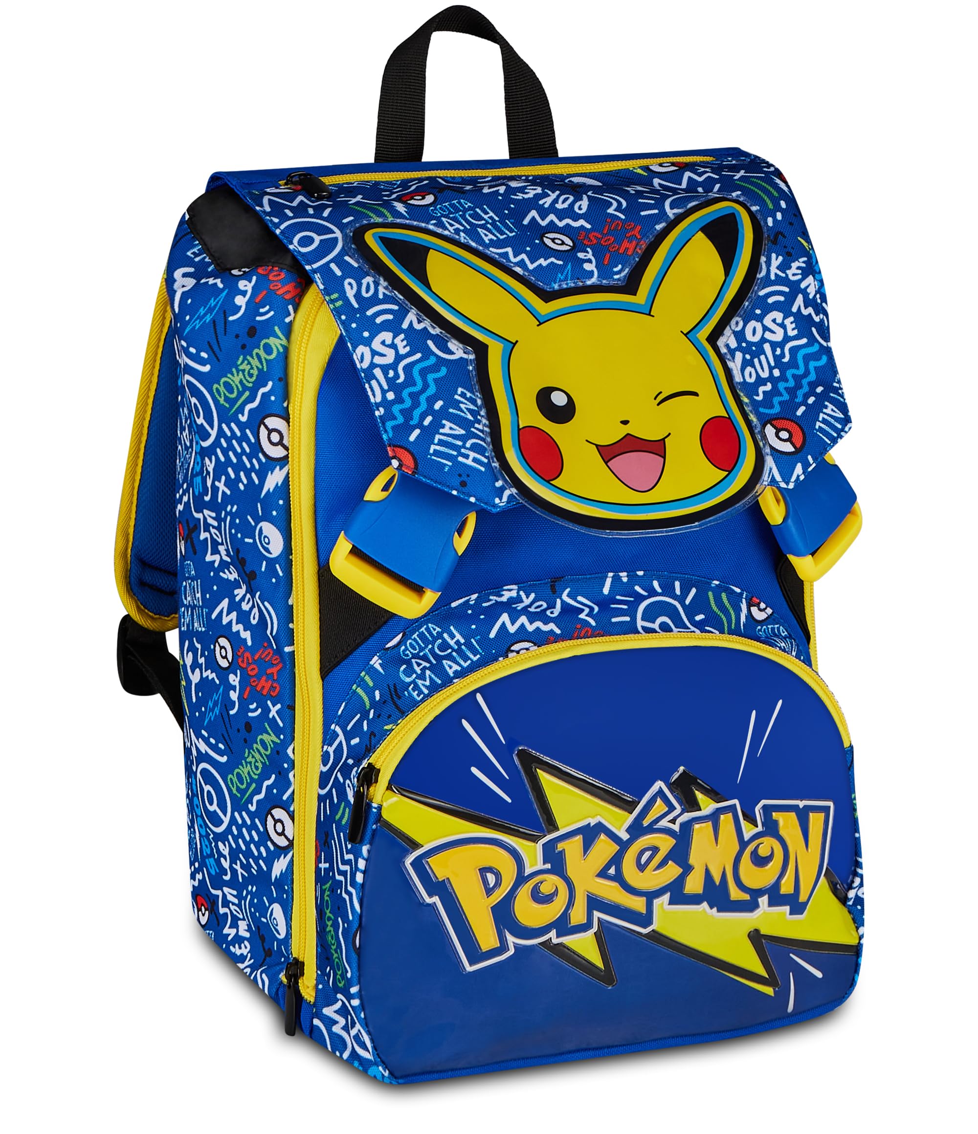Seven Zaino Scuola Estensibile Big Pokemon, Blu, 24L, Espandibile tramite zip, Tasca frontale, Tasca laterale portaborraccia, Scuola elementare, Bambino, Bambina