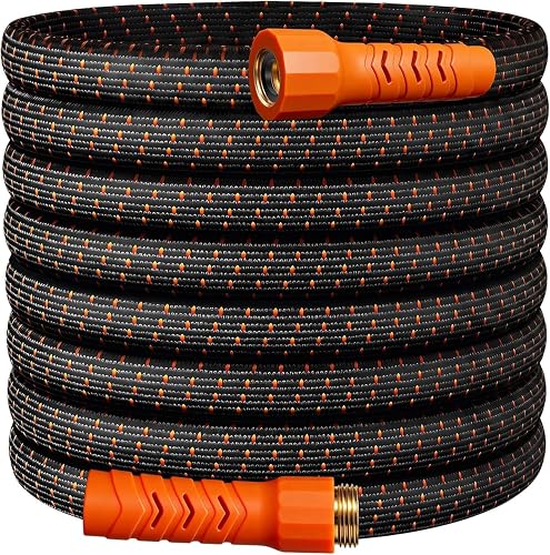 10FT Lightweight Garden Hose,Durable and Flexible Water Hose Non-Kink,Non-Slip Swivel Handles,All-Weather Leader Hose for Boats,RV,Marine Washdown,Lawn,Garden,Leakproof (OrangeBlack, 10 Ft)