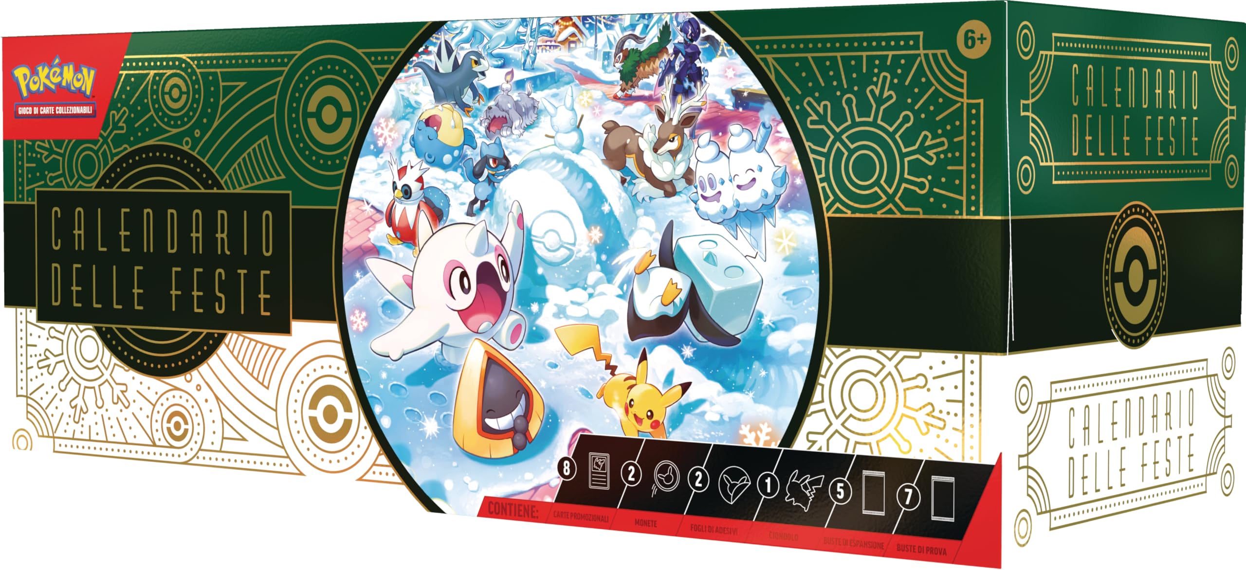 GCC Pokémon: calendario delle feste (otto carte promozionali olografiche, cinque buste di espansione e tanto altro)