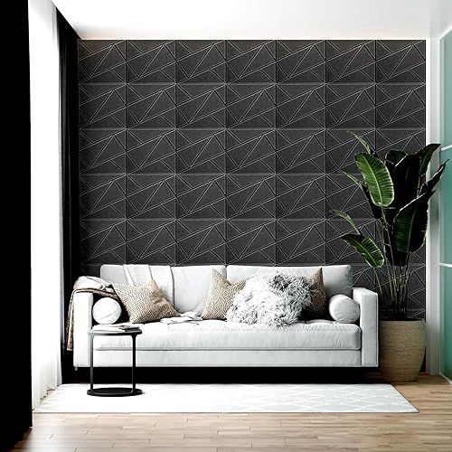 Miniatura 8 de Art3dwallpanels Paquete de 12 paneles acústicos de 12 x 12 pulgadas, autoadhesivos insonorizados, amortiguadores de sonido, decoración de pared 3D,
