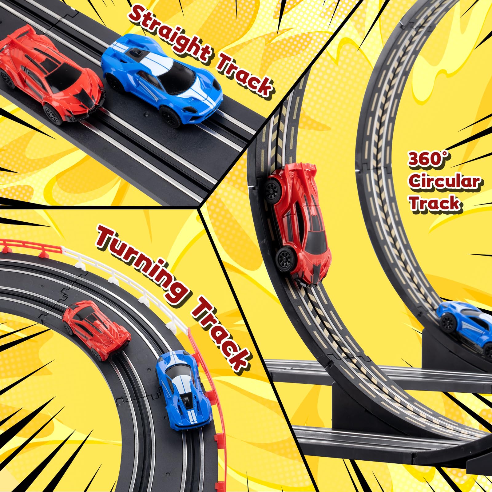 Race Track Toy Sets for Kids - Battery High-Speed 1:64 Scale Dual Slot Car Track Toys with 2 Controllers & 2 Slot Cars - Birthday Gifts for Boys Girls Children Age 3 4 5 6 7 8 9 10 11 12 Years Old