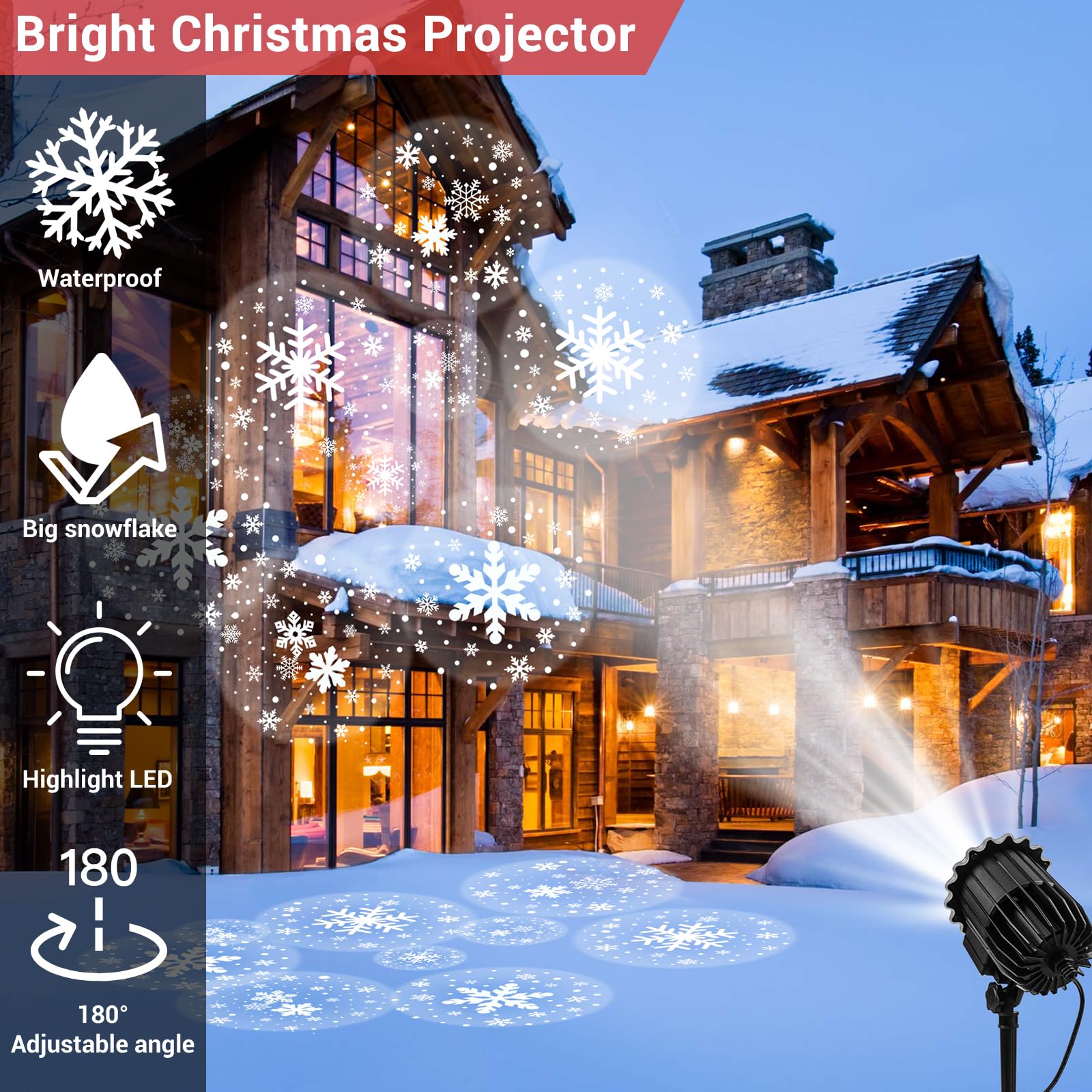 LED Schneeflocken Projektor Lichter, Weihnachtsbeleuchtung Projektor Aussen, IP65 Wasserdicht, Weihnachten Projektionslampe für Innen und Aussen Deko, Weihnachts, Halloween, Garte