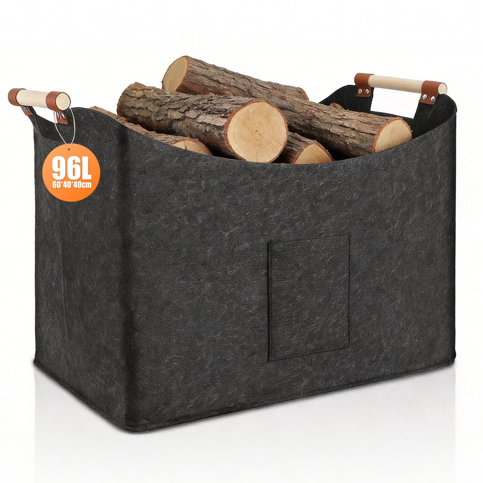 Felt Firewood Basket 96L Foldable,Log Basket for Wood Burner Indoor
