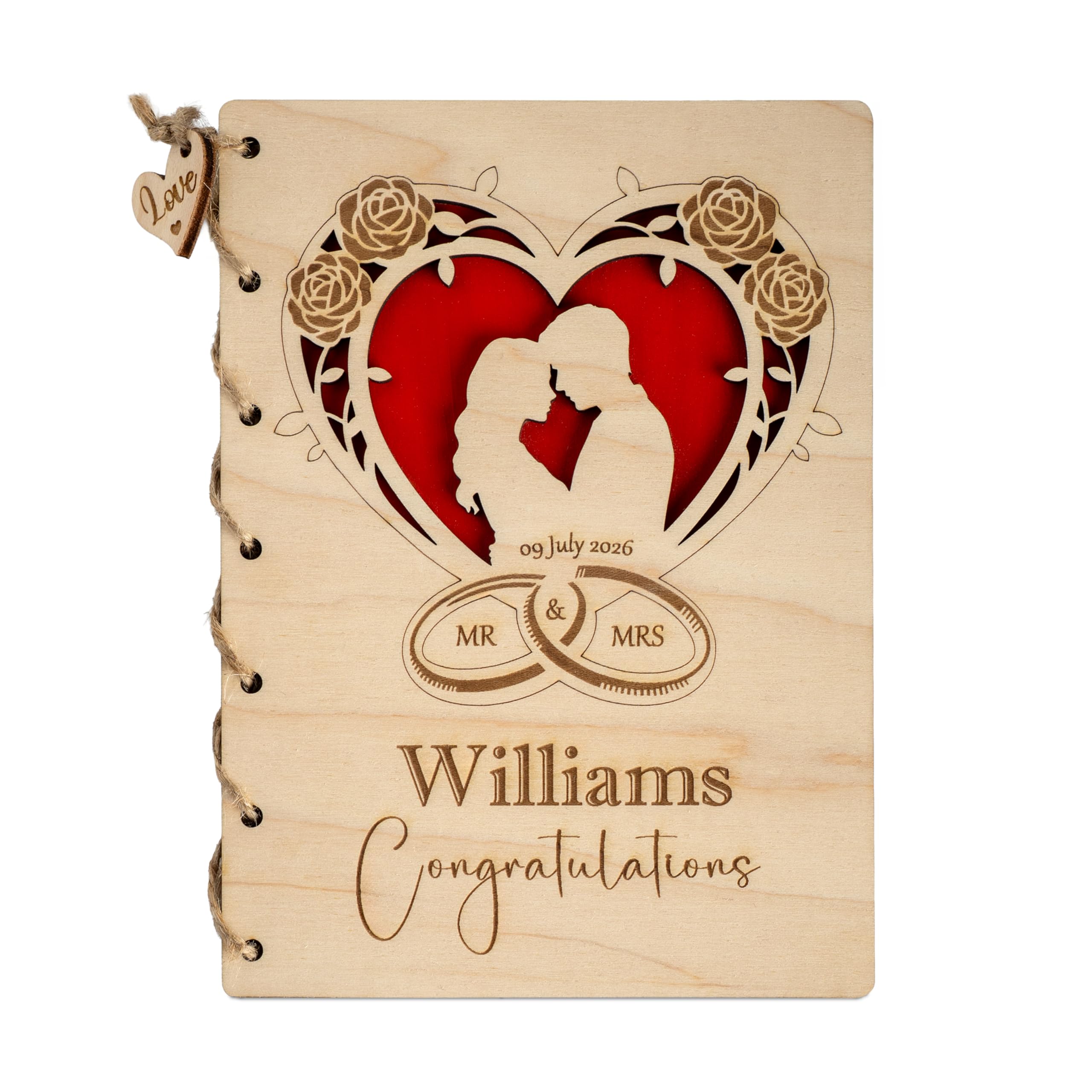 Personalised Wedding Card for Bride and Groom - Luxury Wooden Keepsake Gift for Couples, Mr & Mrs Present, Son or Daughter in Law