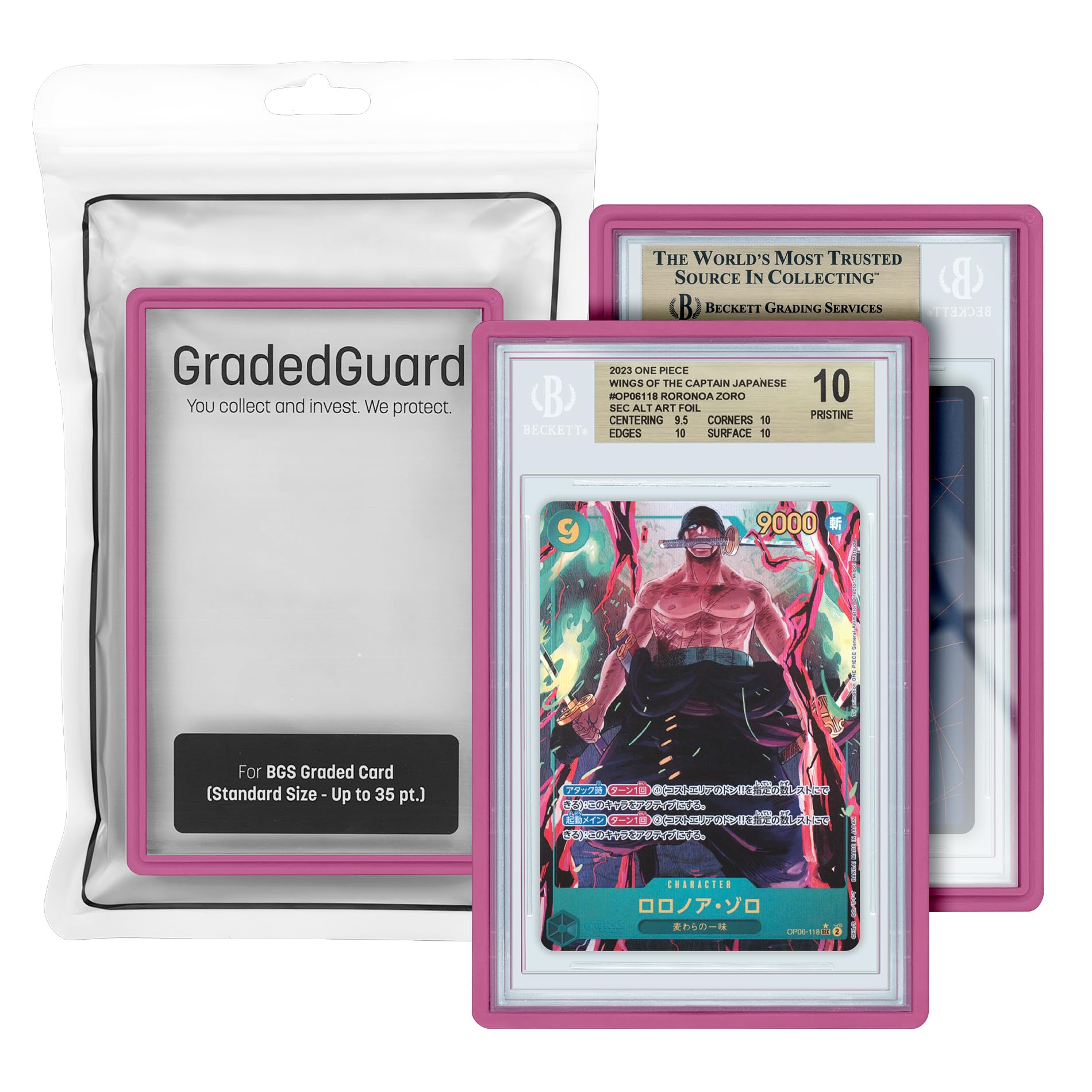 Graded Card Guard Case for Standard BGS Slab Case | Multiple Colors | Soft Touch Matte Finish | Stackable | Made to Fit BGS | Two Piece TPU and PC Design. (Pink)
