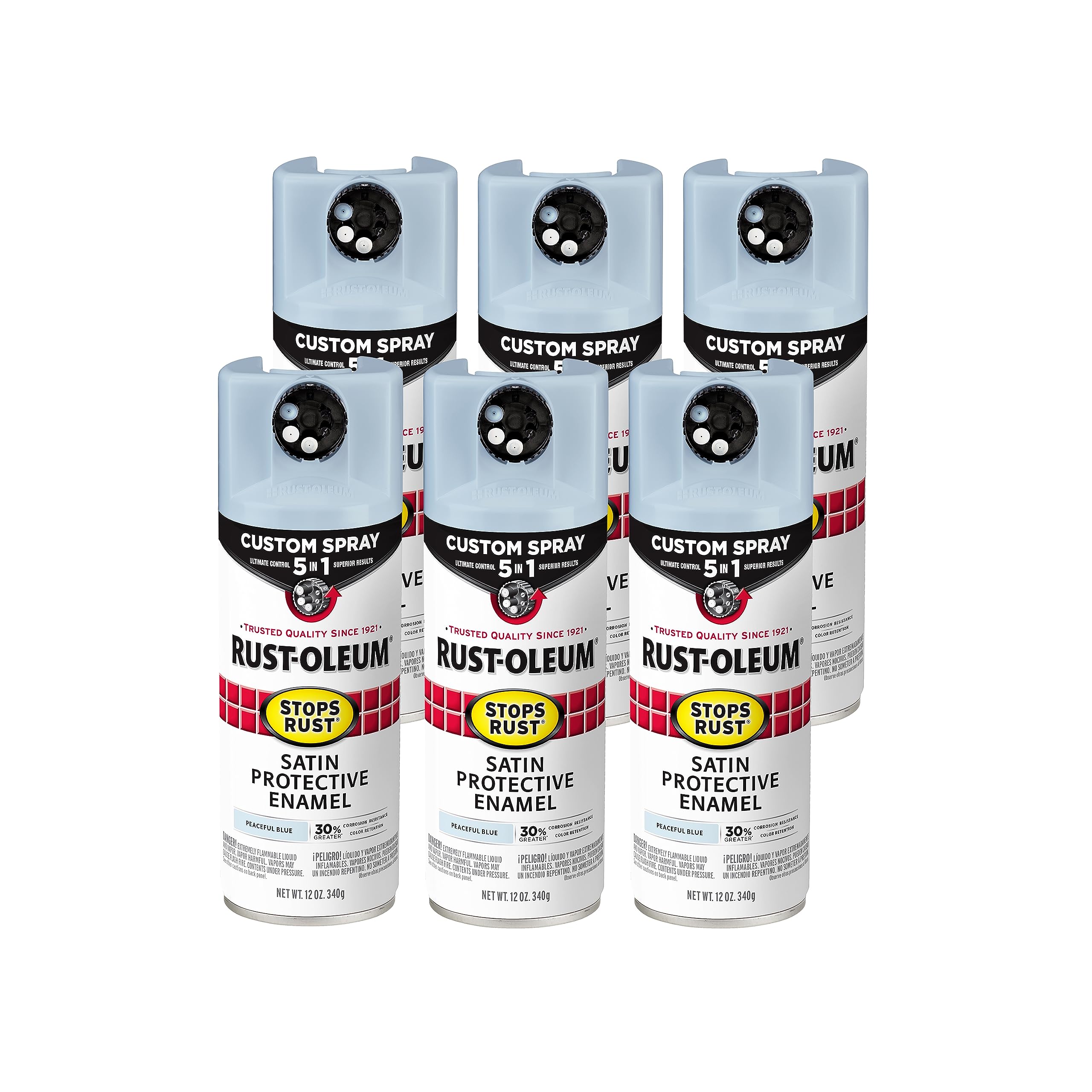 Rust-Oleum Stops Rust Custom 5-in-1 Spray Paint, Satin Peaceful Blue