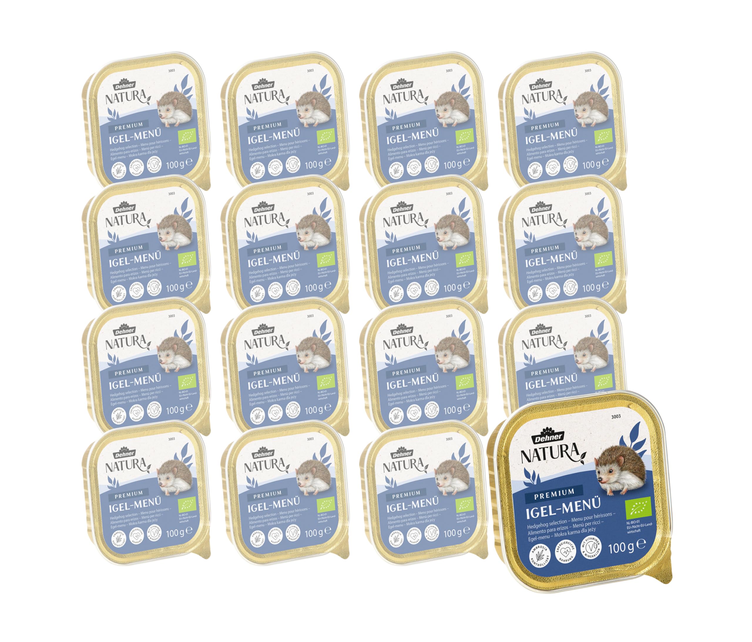 Dehner Natura Igel-Menü | artgerechtes Igelfutter Nassfutter vollwertiges Alleinfutter Spezialfutter | Ganzjahresfütterung Überwinterung | proteinreich | 16 x 100 g