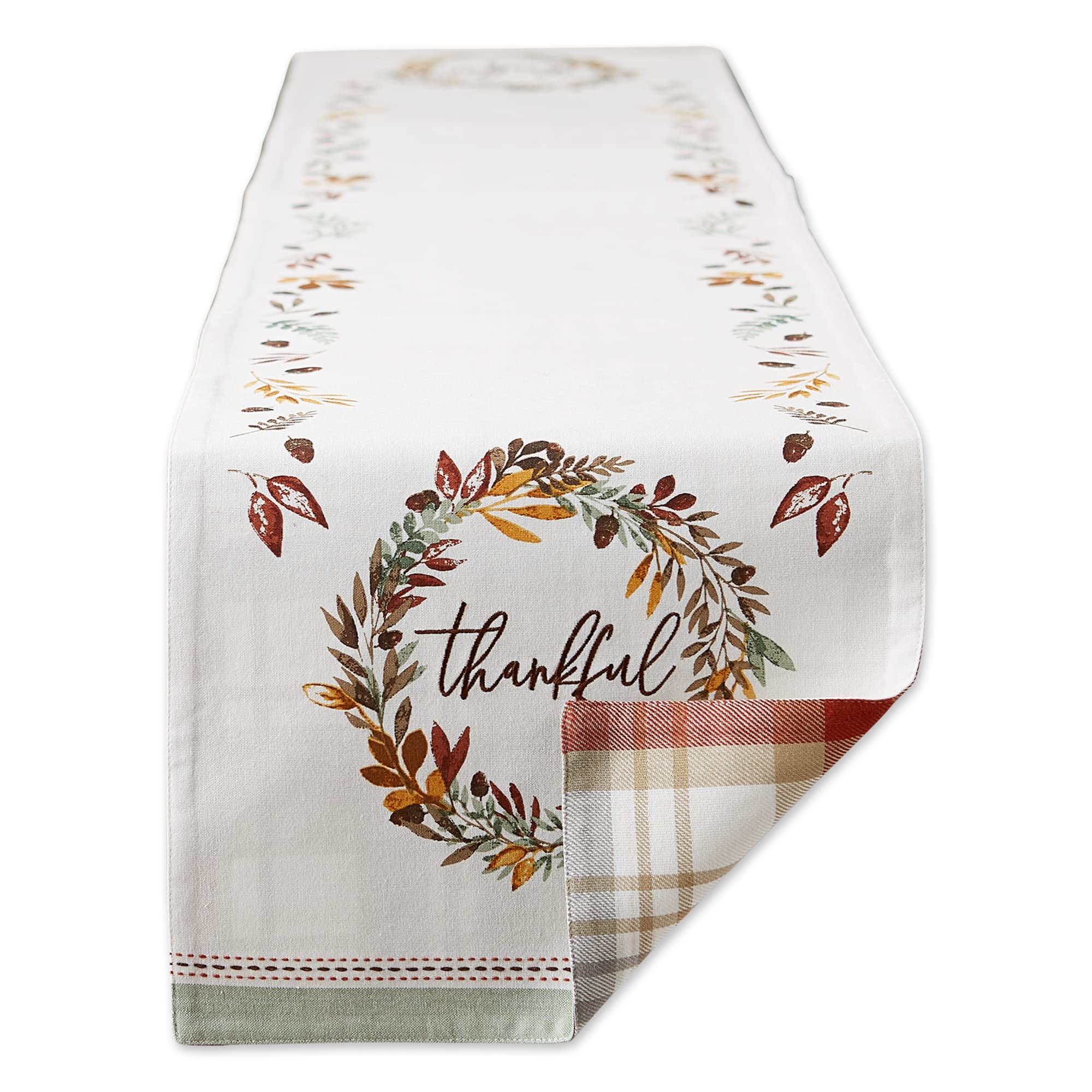 DII Thankful Autumn Collection Fall Tabletop Decoration, Reversible Table Runner, 14x108, Fall's Bounty