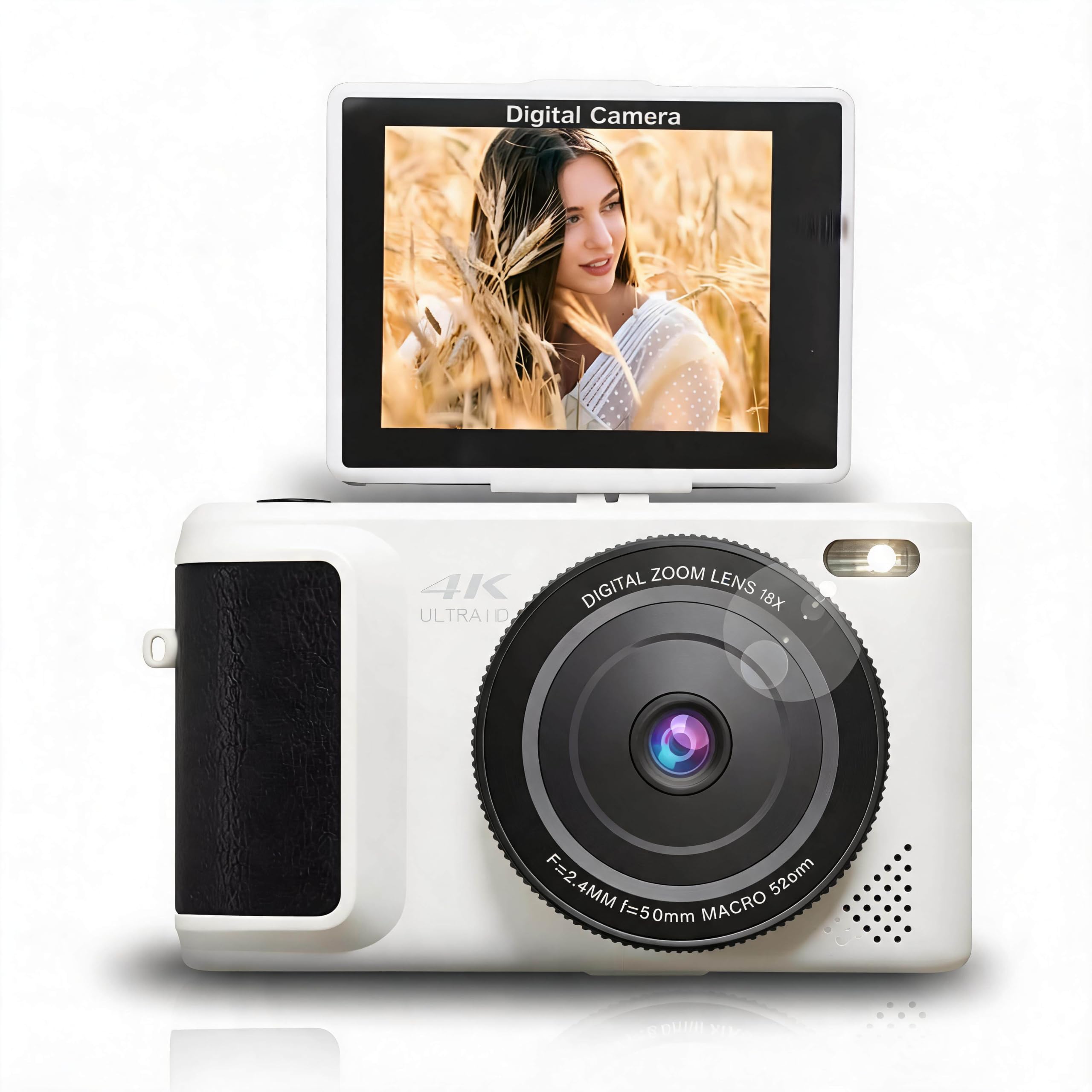 4K Digital Camera, Digital Cameras for Photography, 18X Digital Zoom Compact Camera, 64MP Vlogging Camera for YouTube, Autofocus Video Camera 2.8in 180° Flip Screen for Beginner-picture-17