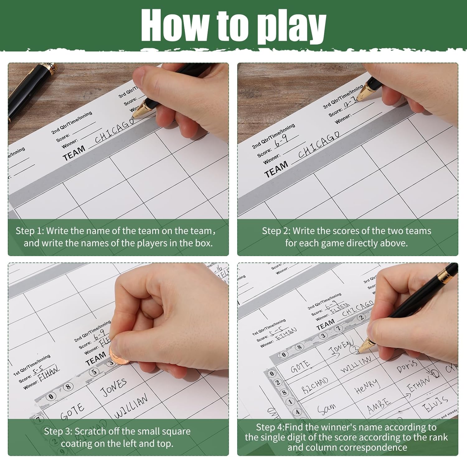 ABURRORI 50 Pieces Football Squares Board Pull Tabs Gambling Tickets Super Football Bowl Sports 25 Square Football Pool Cards for Baseball Sports Box Game Betting Party Playing Scratch Off Cards (50)