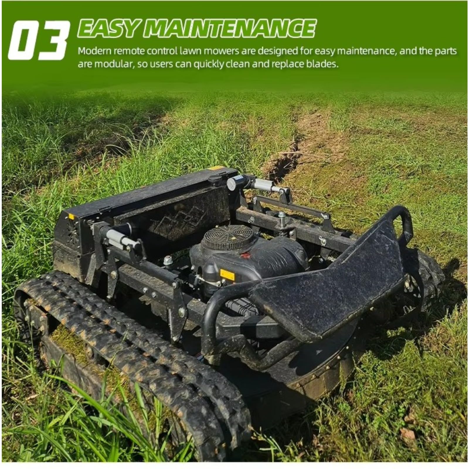 Cortacésped inalámbrico a control remoto, cortador de césped con seguimiento para pendientes y suelo áspero, máquina de césped resistente para patio, granja, huerto, corte en ladera