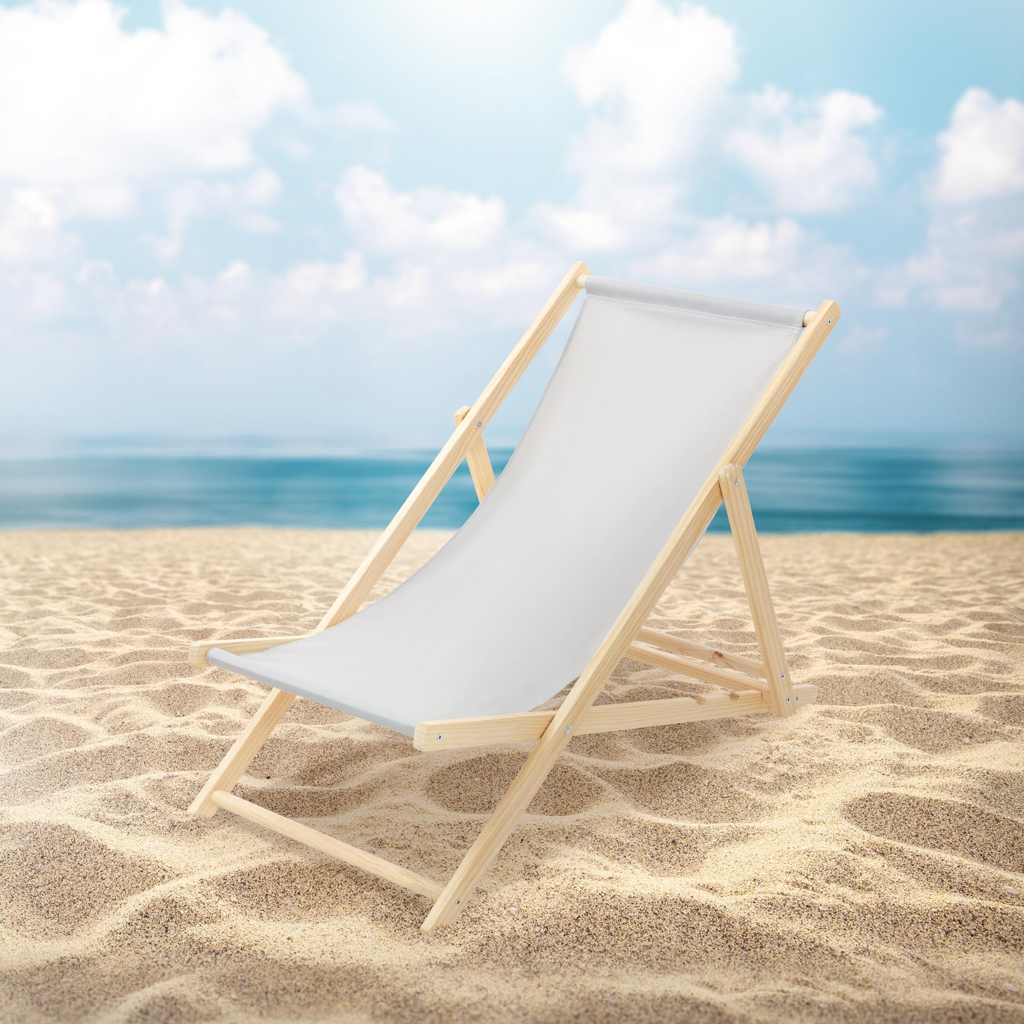 ECD Germany 10x Sedie a Sdraio Pieghevole in Legno con Tessuto Traspirante Grigio Chiaro Schienale Reclinabile in 3 Posizioni, Lettino Relax con Portata 120 kg per Spiaggia, Giardino e Terrazza