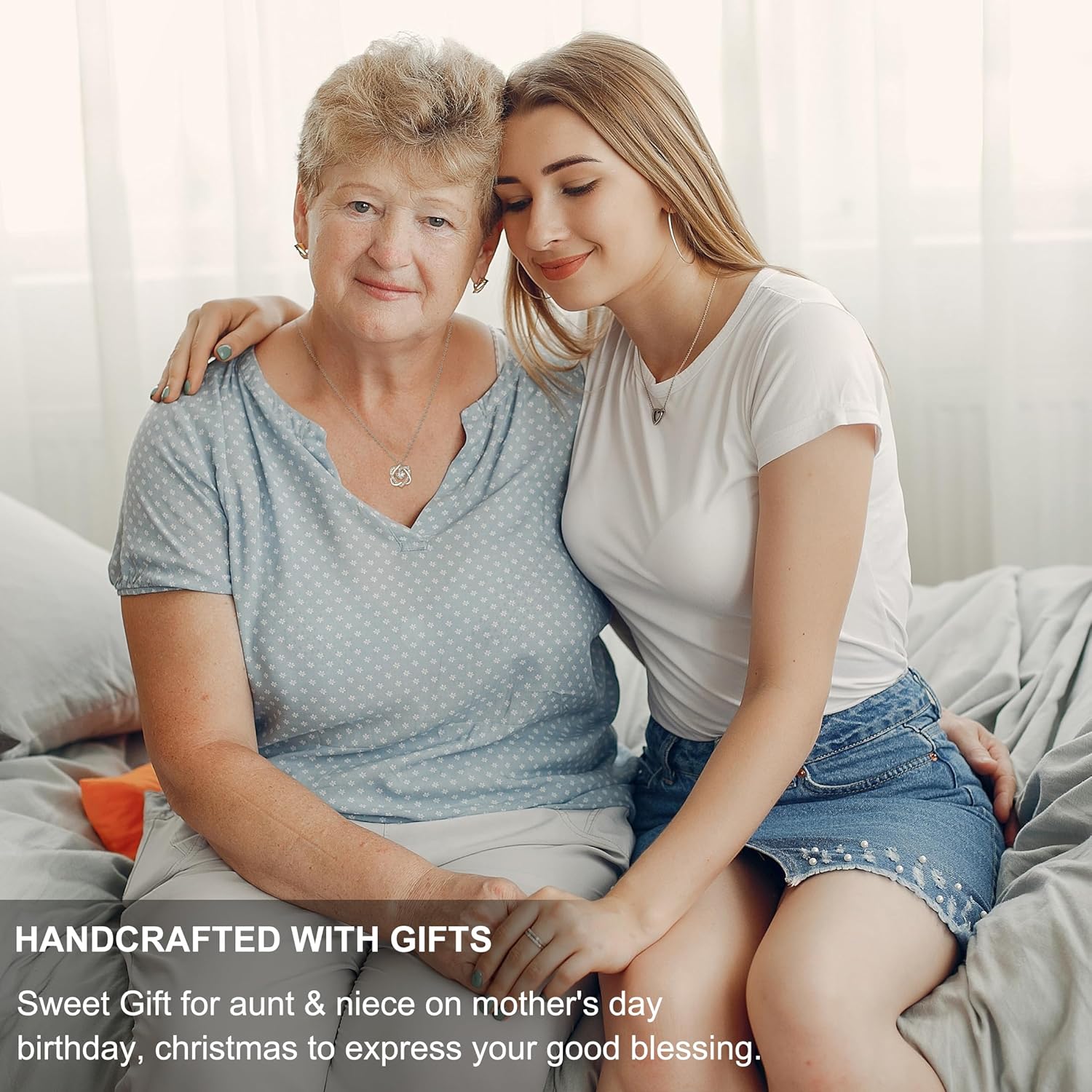 Aunt and Niece Gifts, Sterling Silver 2 Hearts Necklace, Niece Gift from Aunt, Mothers Day Gifts, Christmas Jewelry - Image 5