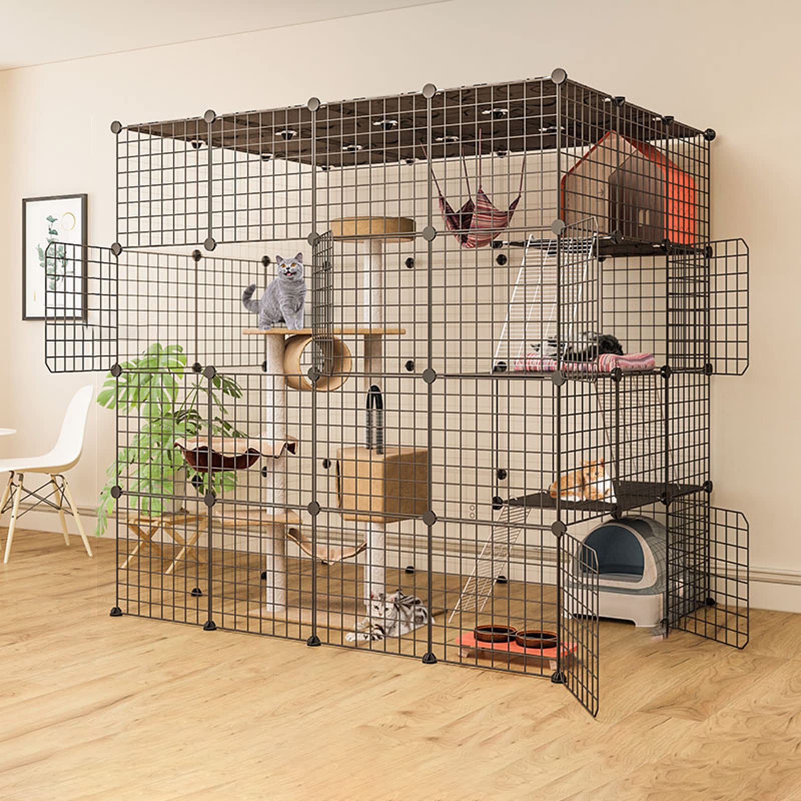 Outdoor Cage for Cats, 3 Tier Cat Cage Large, Guinea Pig Cages Large, Homey Pet Cage, Collapsible Pet Cage, Large Exercise Place for Pet