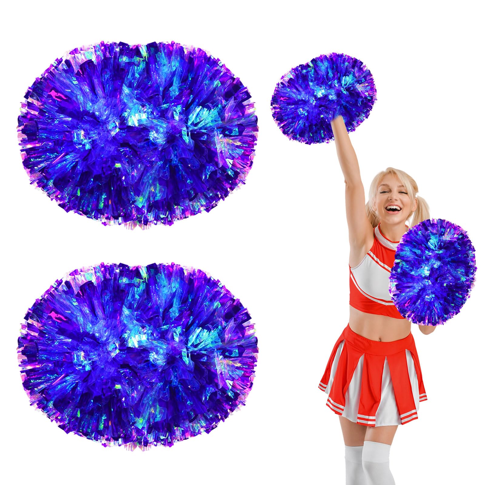 Pompony cheerleaderek z uchwytem, ręczne pompony drużynowe do drużyny sportowej, cheerleaderek, gier, na imprezę taneczną, dla dorosłych, fioletowe