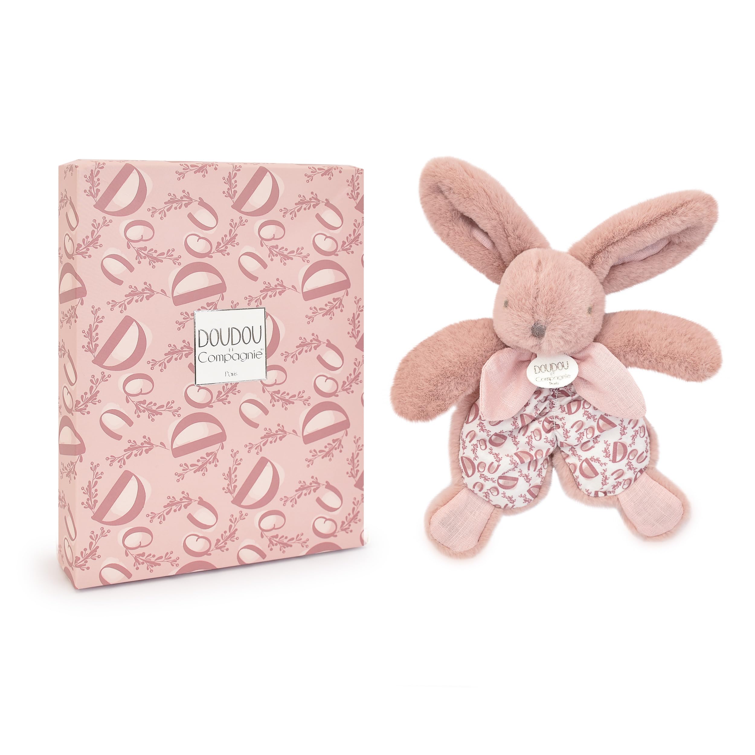 Doudou et Compagnie - LAPIN DOUDOU - Peluche Doudou Lapin - Rose - 18 cm - Pour Enfants Filles et Garçons dès la Naissance - Boîte Cadeau Incluse pour Offrir - Garantie Doudou Perdu - DC4153