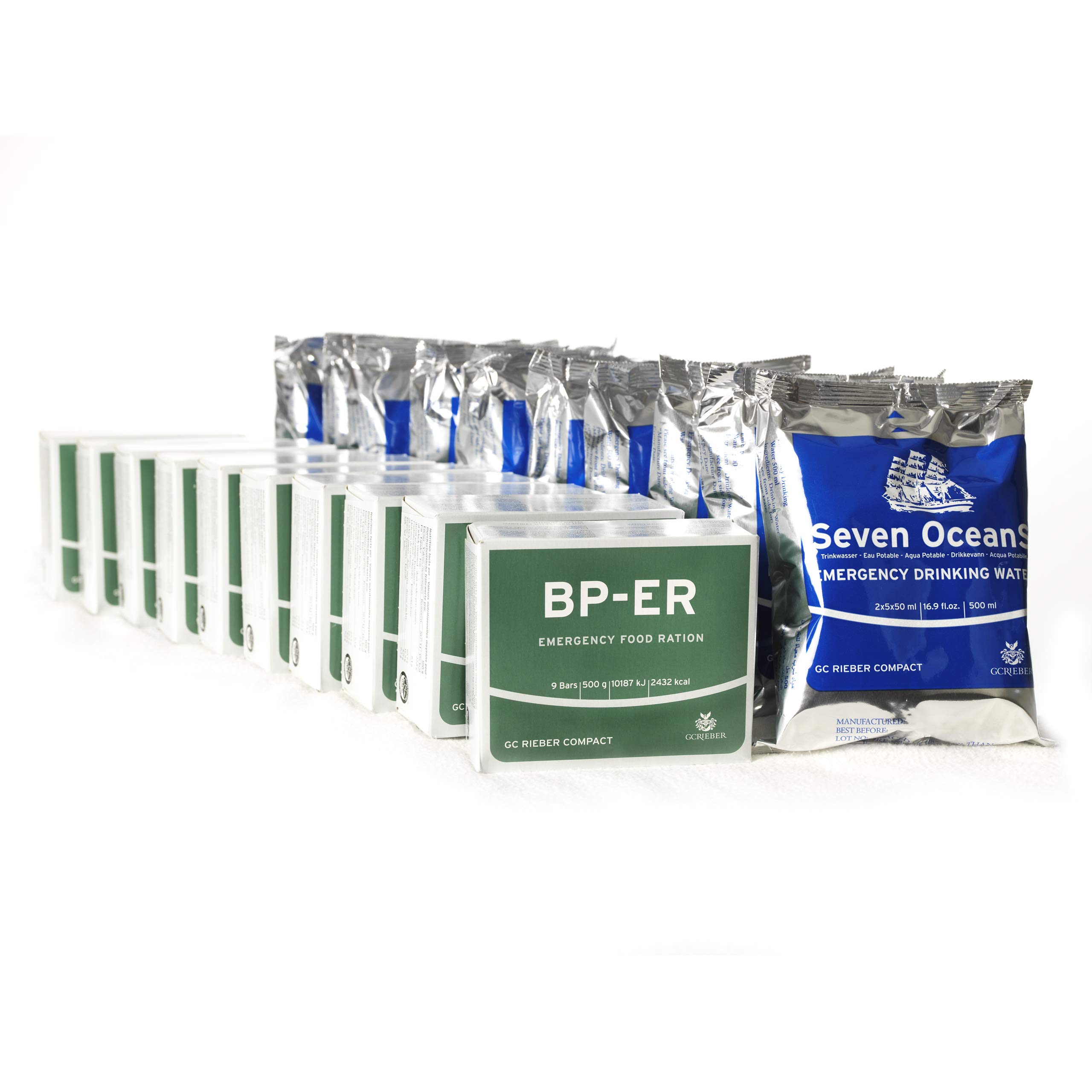 Emergency Food Power Set 10 x BP ER e 10 x Seven Oceans per acqua potabile (ultimo lotto e certificato dal rivenditore Lebenskraft)