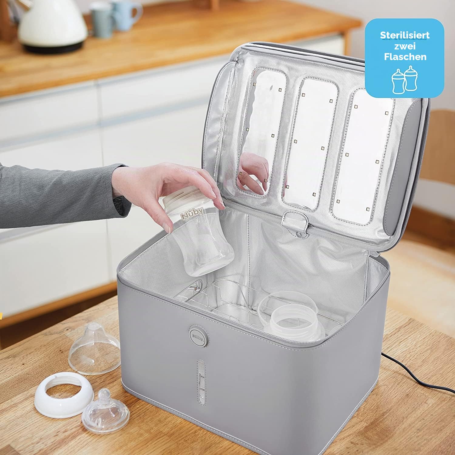 Dr. Talbot's Nuby - UV Sterilisator Box für Schnuller, Flaschen, Spielzeuge, Smartphones - Mit Raster