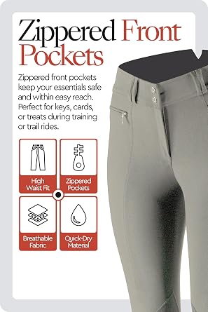 HORZE Angelina Knee Patch Riding Breeches for Women, Comfortable Design