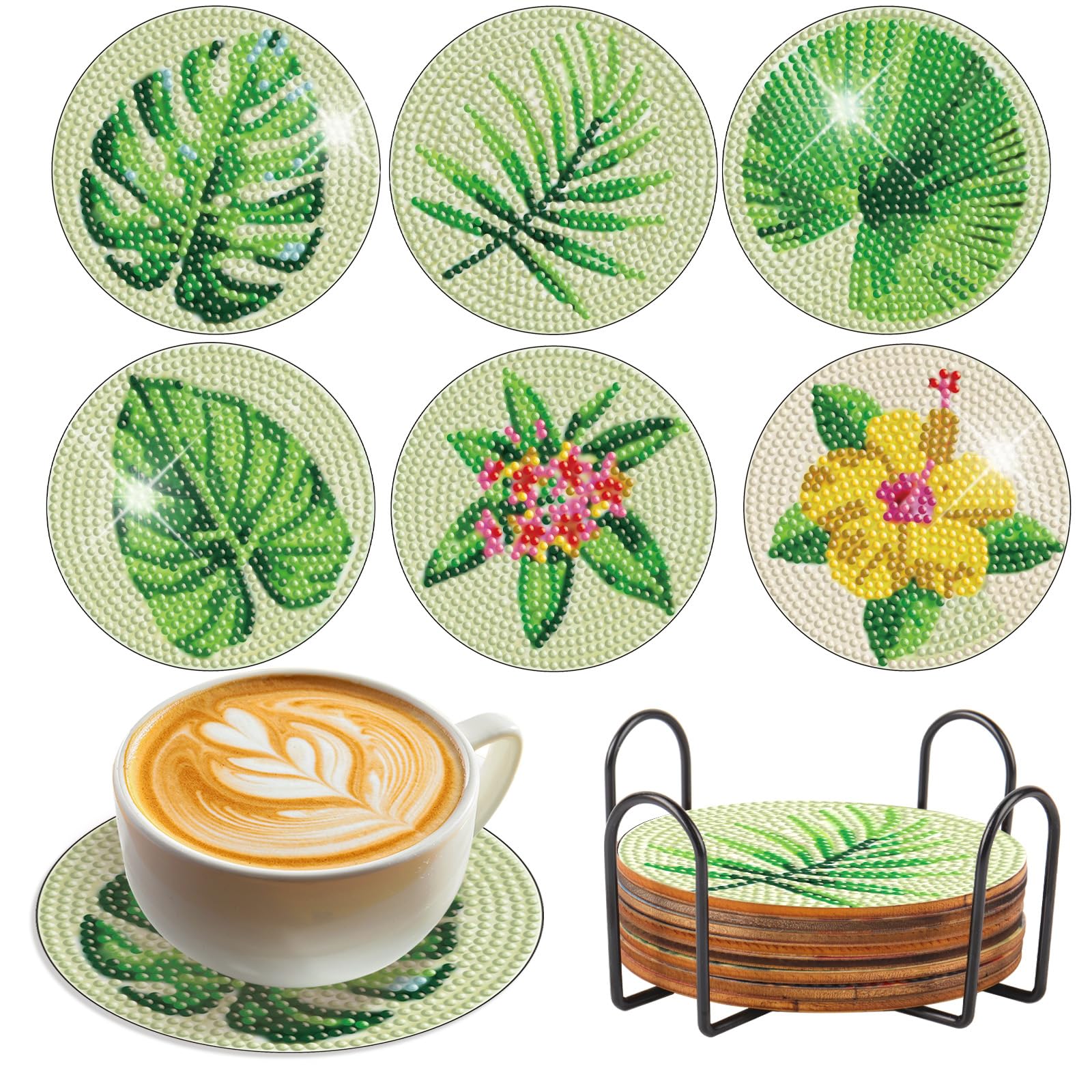 Diamond Painting Untersetzer-Set, 6 Stück Mit Katzen-Motiv – DIY Acryl-Untersetzer Für Gläser, Inkl. Zubehör