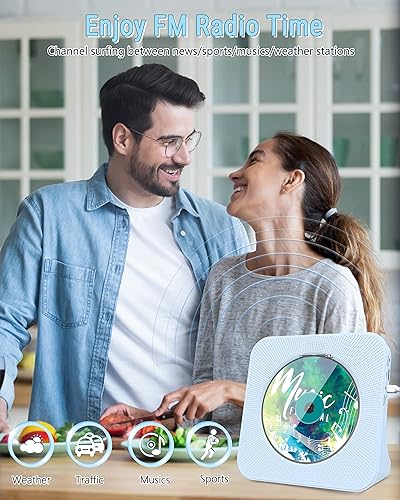 Vista 9 de Greadio Reproductor de CD Boombox Reproductor de cassette+reproductor de CD de escritorio portátil con Bluetooth 5.0, altavoz de sonido de alta