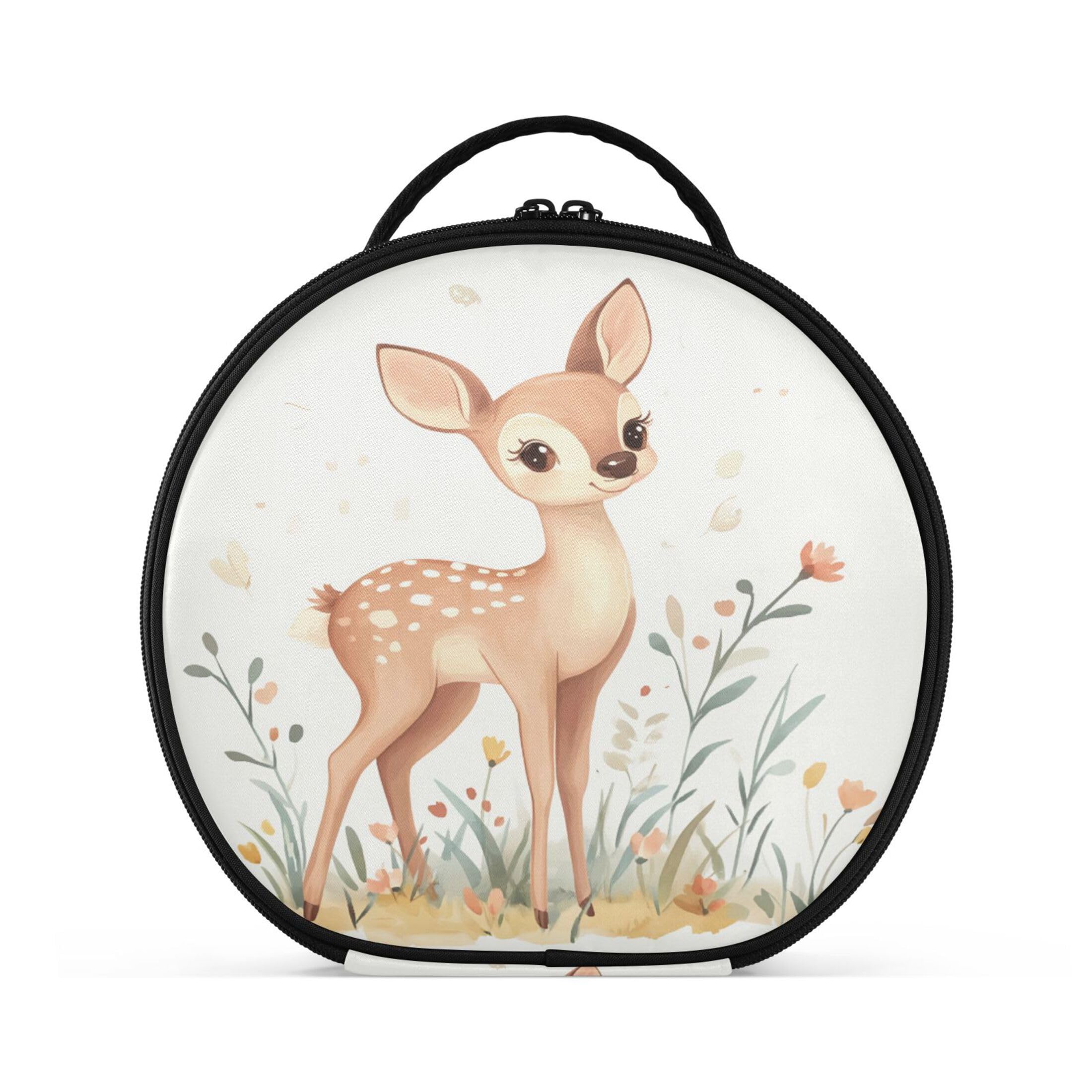 Takiito Cute Deer in The Meadow Travel Makeup Case Portable Makeup Box Artist Cosmetic Case Organizer With Adjustable Dividers